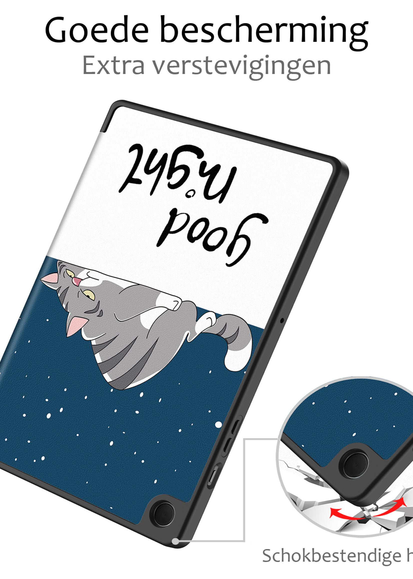 BTH Hoes Geschikt voor Samsung Galaxy Tab A9 Plus Hoes Book Case Hoesje Trifold Cover - Hoesje Geschikt voor Samsung Tab A9 Plus Hoesje Bookcase - Kat