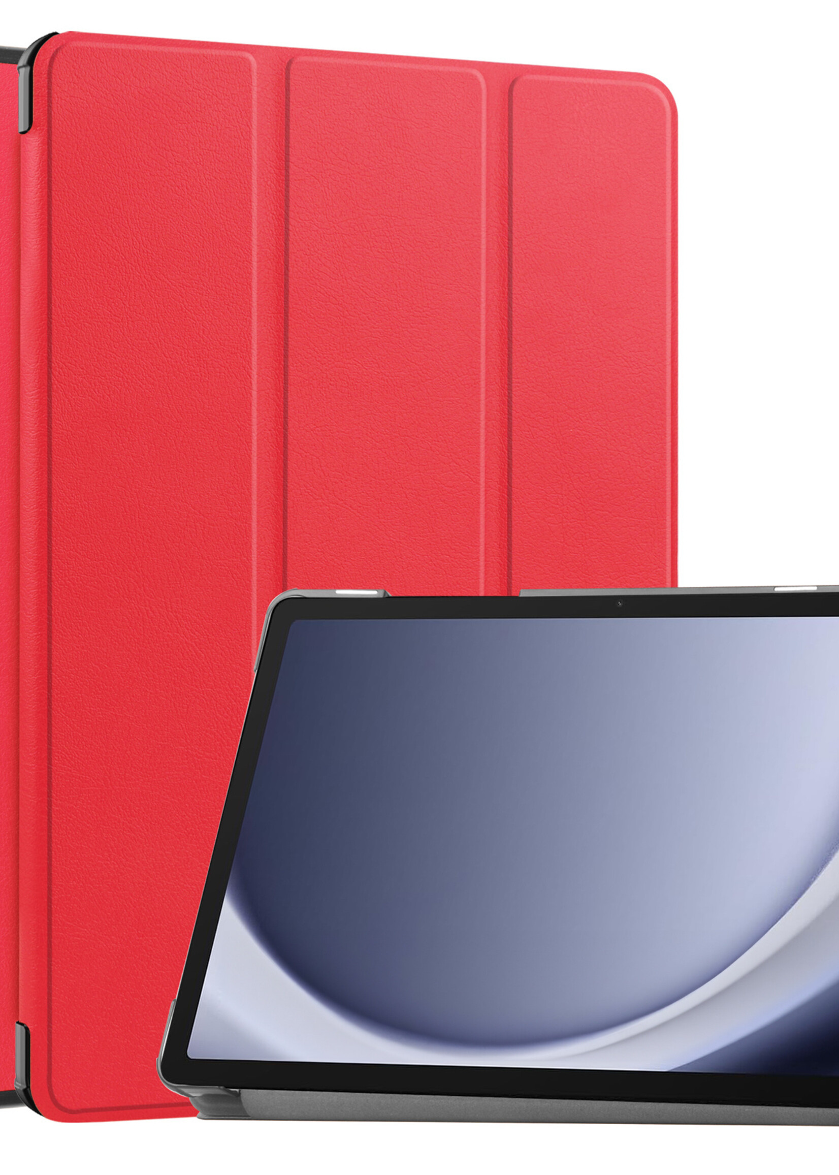 BTH Hoes Geschikt voor Samsung Galaxy Tab A9 Plus Hoes Book Case Hoesje Trifold Cover - Hoesje Geschikt voor Samsung Tab A9 Plus Hoesje Bookcase - Rood