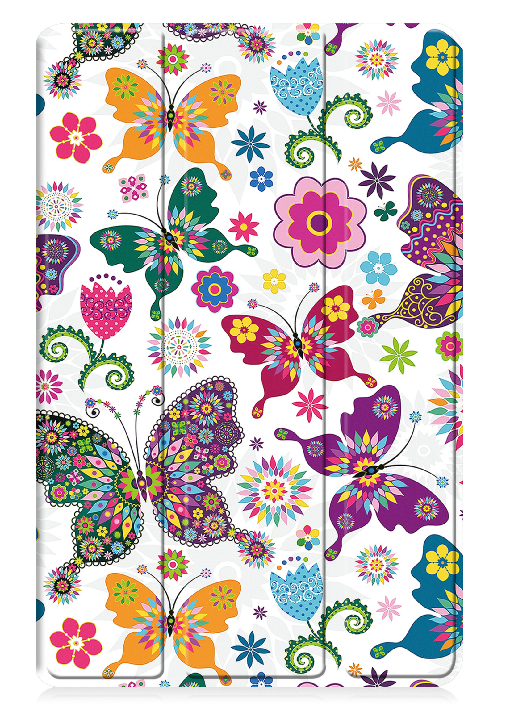 BTH Hoes Geschikt voor Samsung Galaxy Tab A9 Plus Hoes Book Case Hoesje Trifold Cover - Hoesje Geschikt voor Samsung Tab A9 Plus Hoesje Bookcase - Vlinders