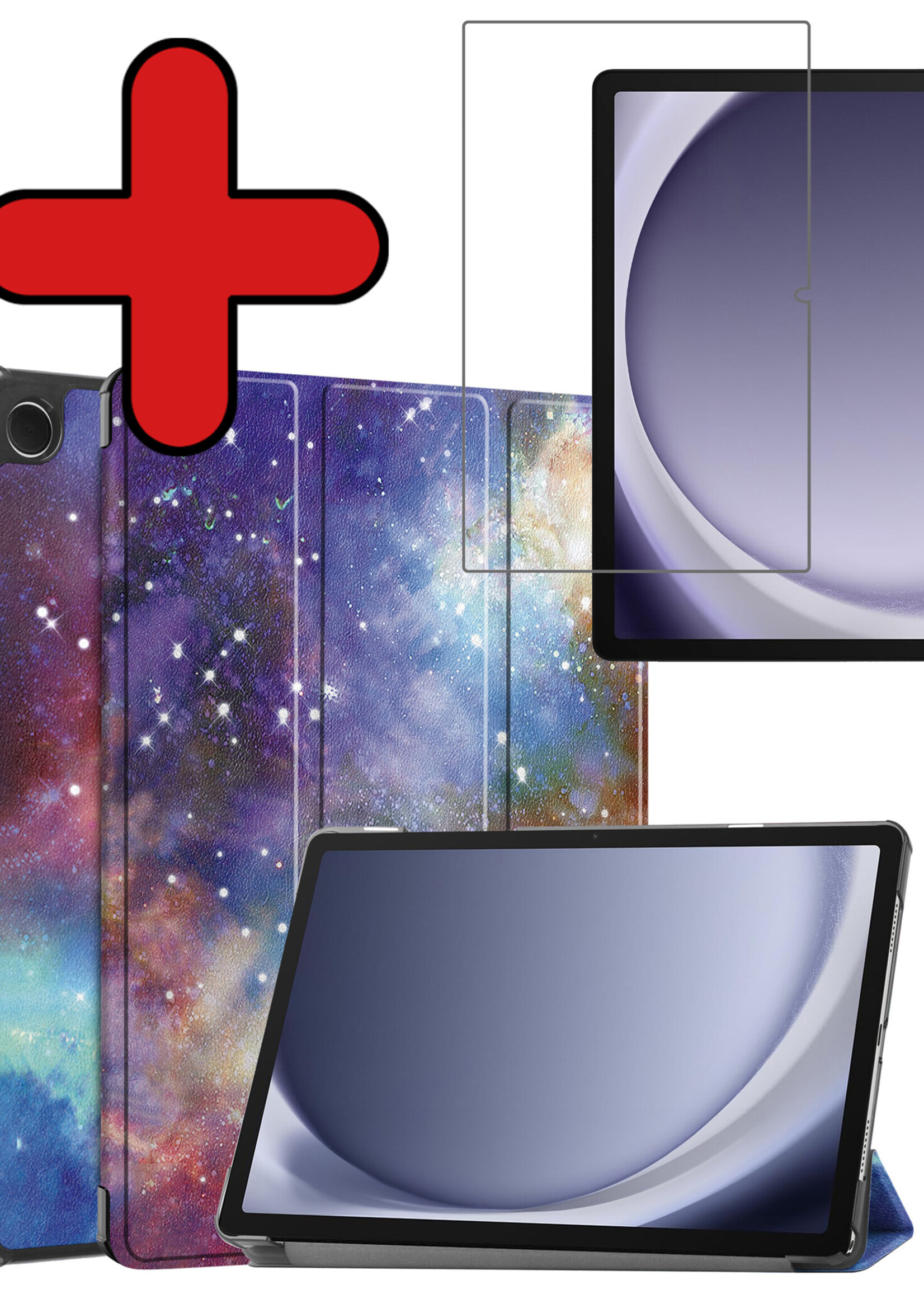 BTH Hoes Geschikt voor Samsung Galaxy Tab A9 Plus Hoes Book Case Hoesje Trifold Cover Met Screenprotector - Hoesje Geschikt voor Samsung Tab A9 Plus Hoesje Bookcase - Galaxy