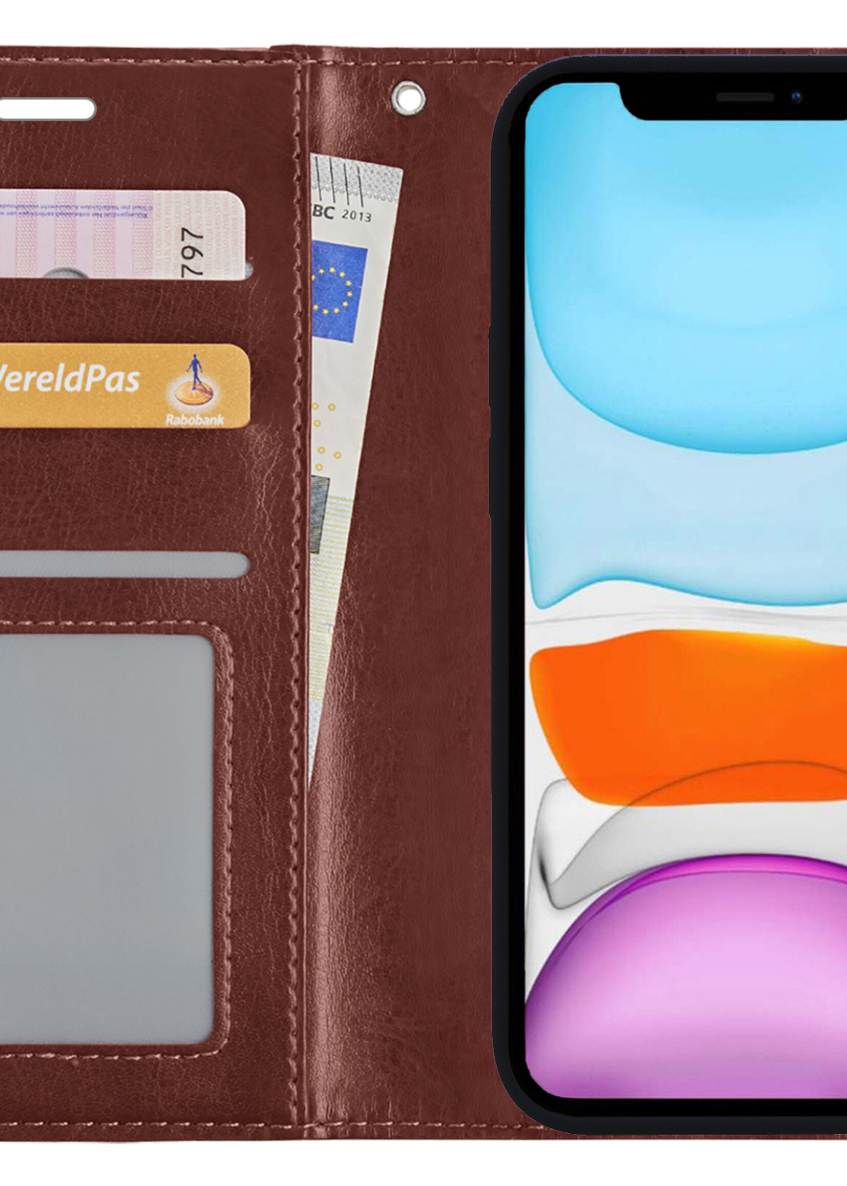 BTH Hoesje Geschikt voor iPhone X Hoesje Book Case Uitneembare 2-in-1 Hoes - Hoes Geschikt voor iPhone X Hoes Wallet Case Pashouder Hoesje - Bruin