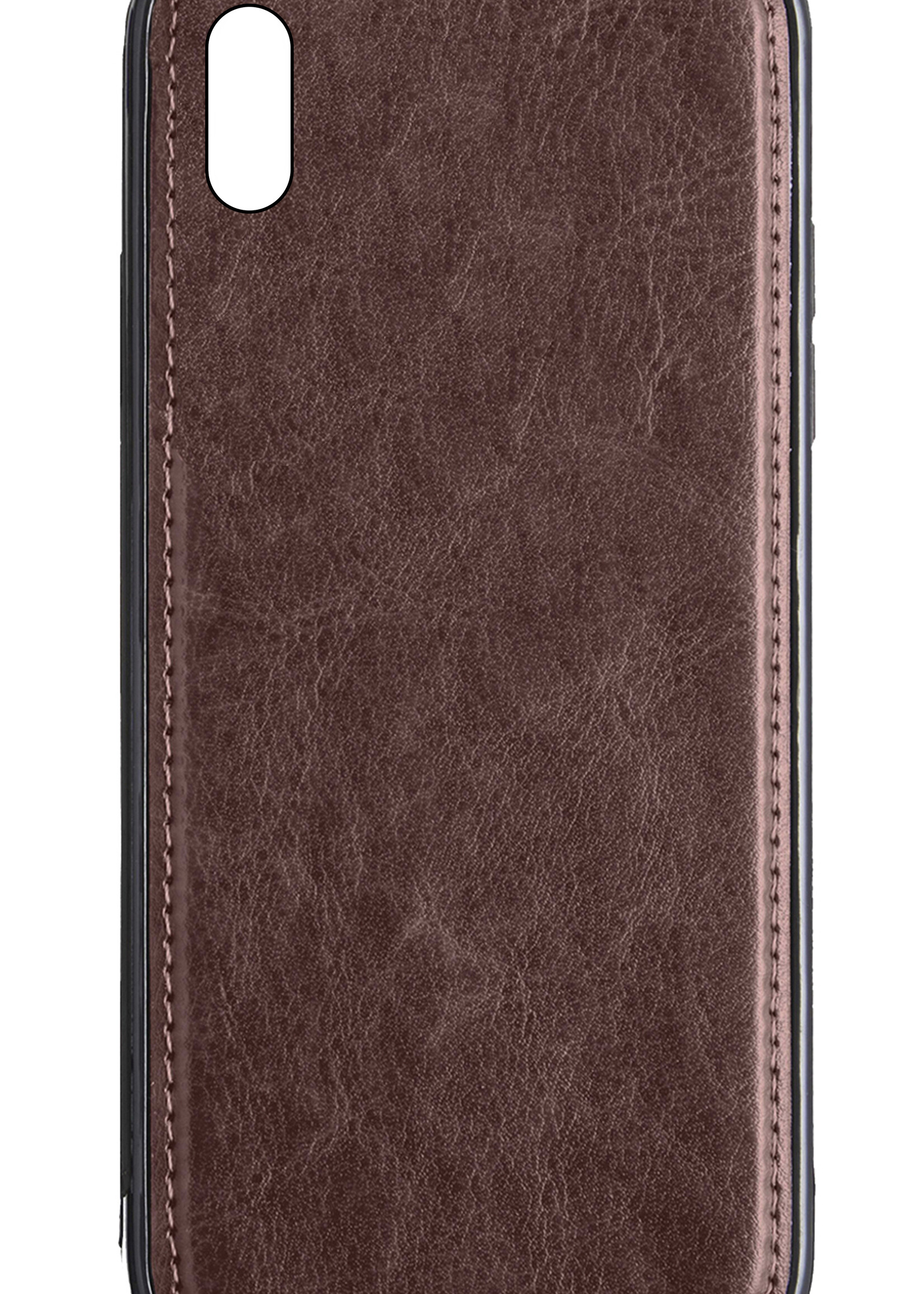 BTH Hoesje Geschikt voor iPhone X Hoesje Book Case Uitneembare 2-in-1 Hoes - Hoes Geschikt voor iPhone X Hoes Wallet Case Pashouder Hoesje - Bruin