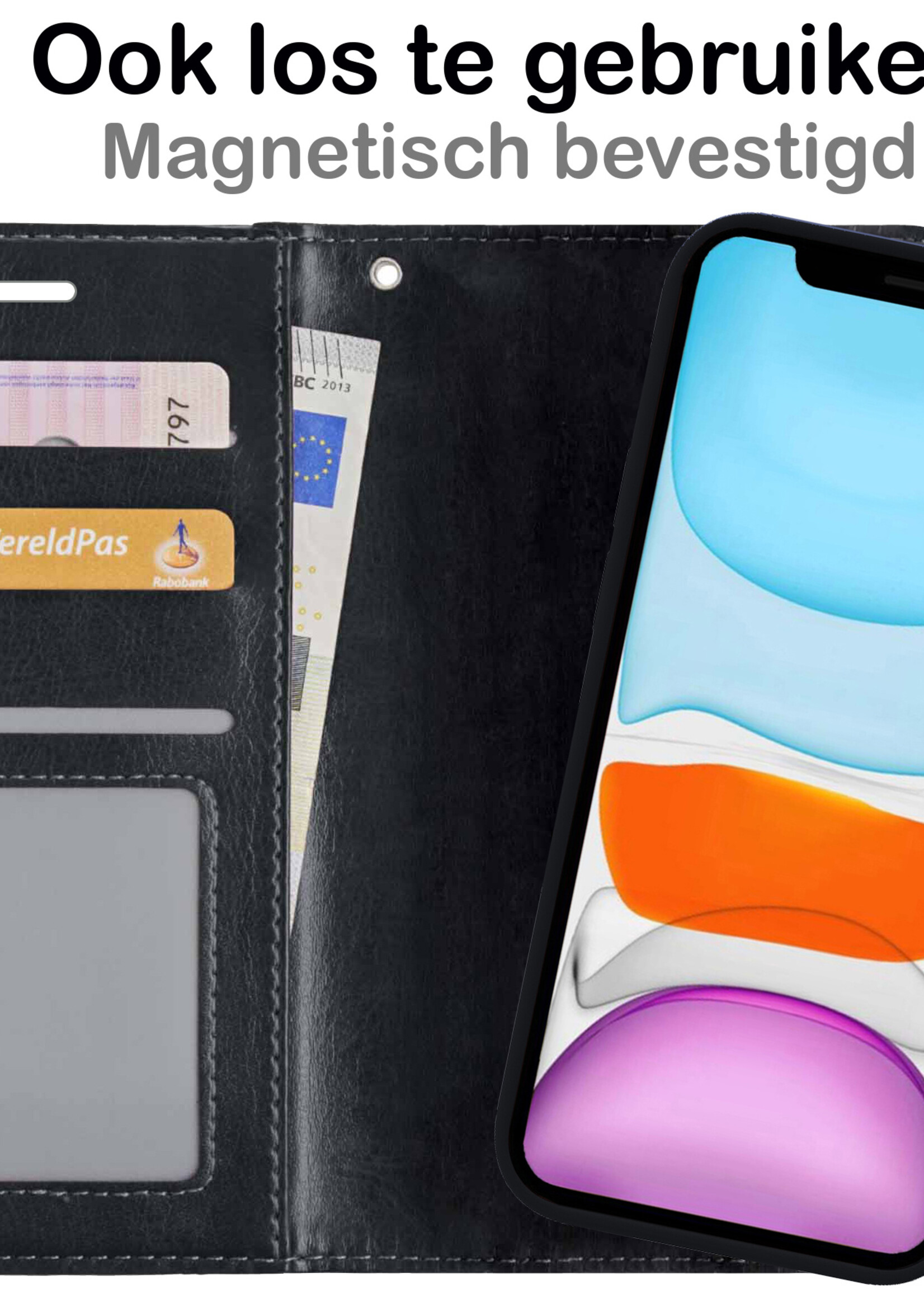 BTH Hoesje Geschikt voor iPhone X Hoesje Book Case Uitneembare 2-in-1 Hoes - Hoes Geschikt voor iPhone X Hoes Wallet Case Pashouder Hoesje - Zwart