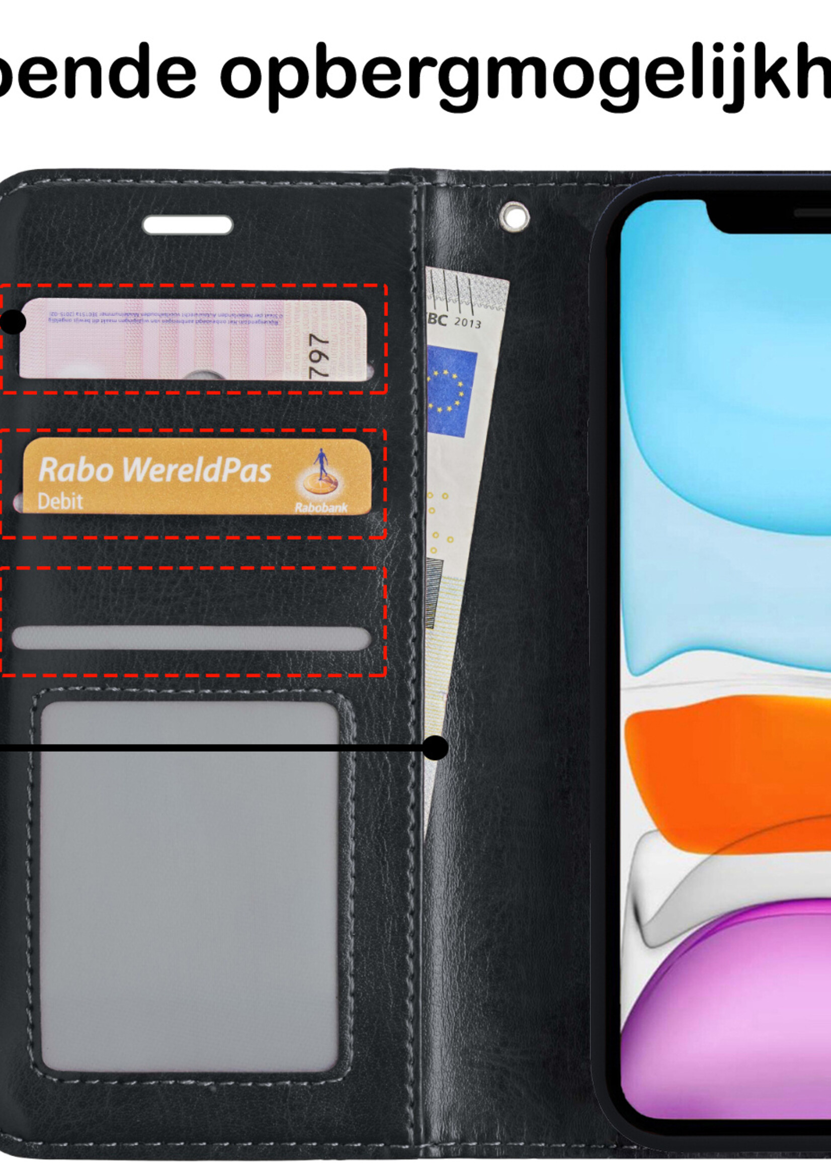 BTH Hoesje Geschikt voor iPhone X Hoesje Book Case Uitneembare 2-in-1 Hoes - Hoes Geschikt voor iPhone X Hoes Wallet Case Pashouder Hoesje - Zwart