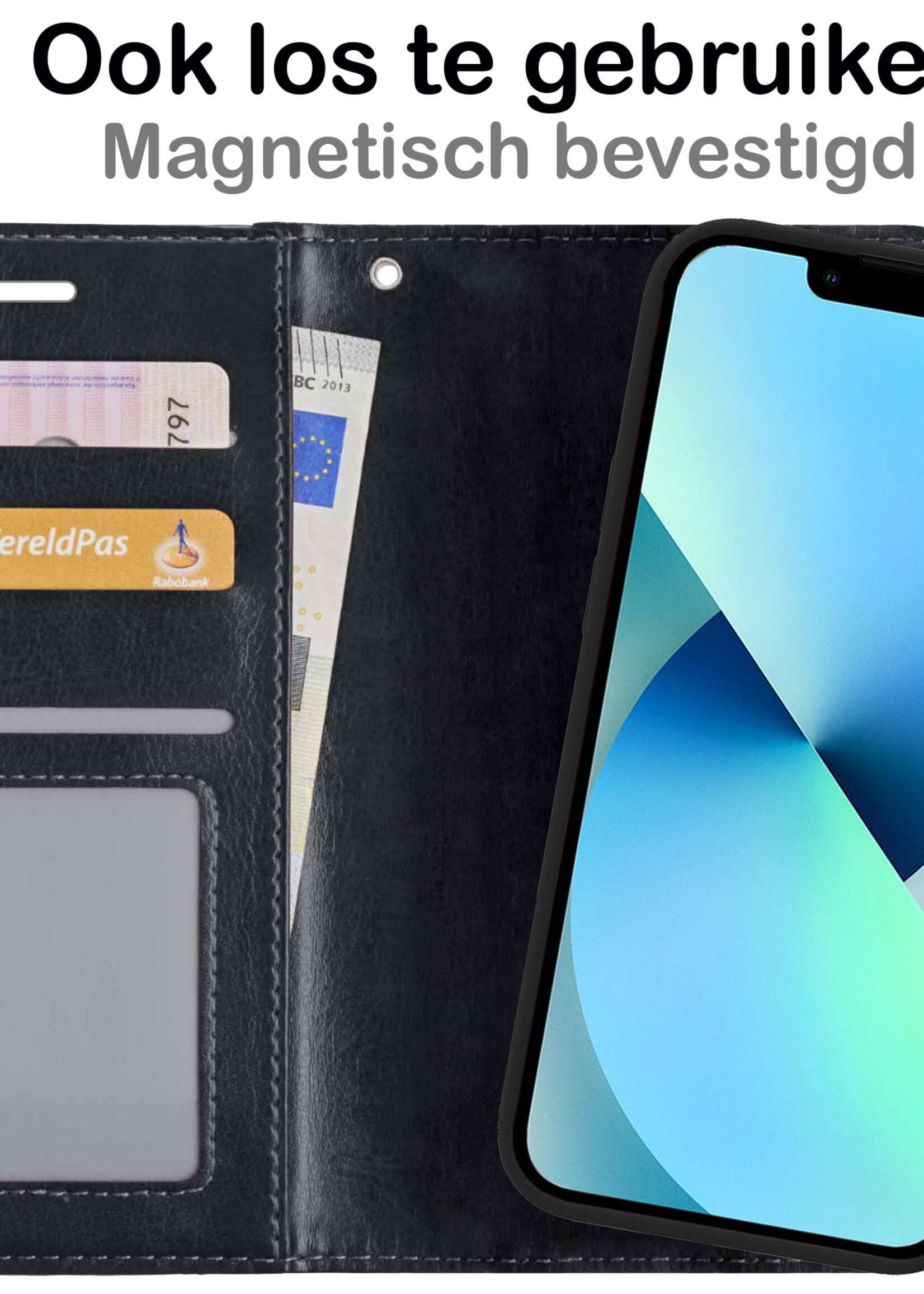 BTH Hoesje Geschikt voor iPhone 13 Pro Max Hoesje Book Case Uitneembare 2-in-1 Hoes - Hoes Geschikt voor iPhone 13 Pro Max Hoes Wallet Case Pashouder Hoesje - Zwart