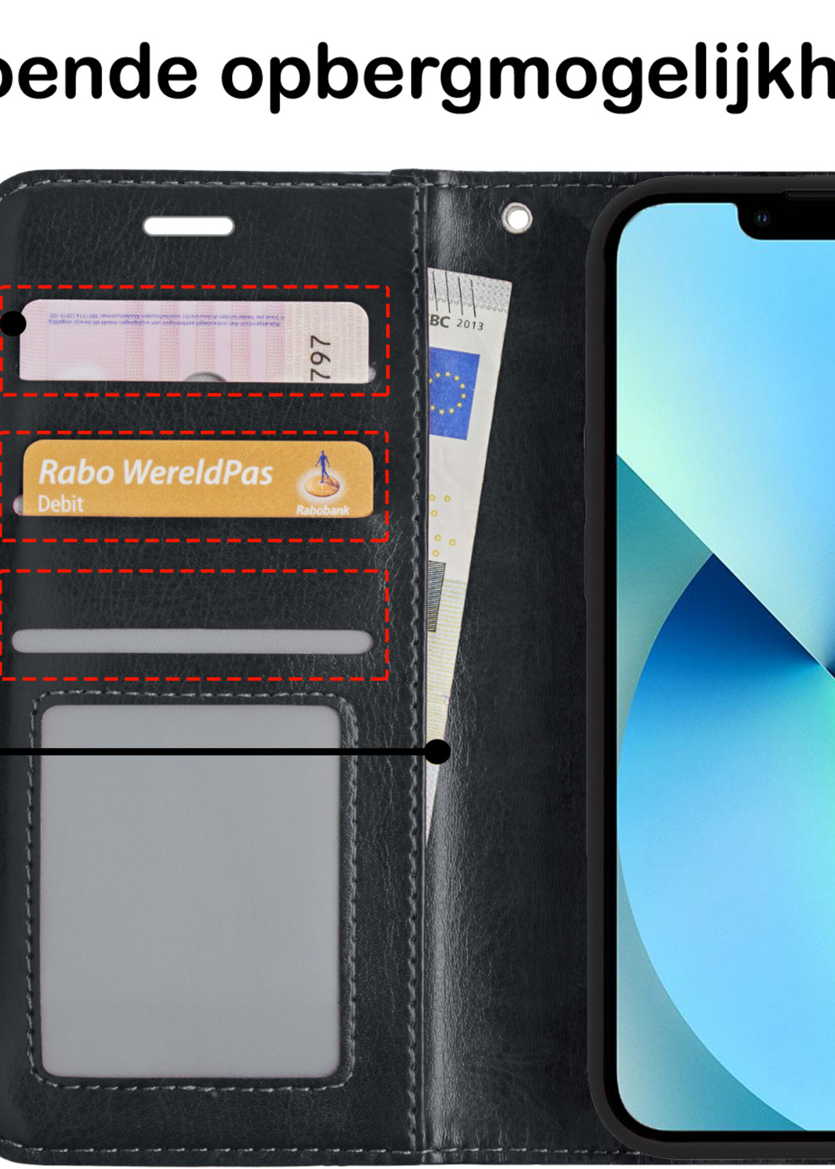 BTH Hoesje Geschikt voor iPhone 13 Pro Max Hoesje Book Case Uitneembare 2-in-1 Hoes - Hoes Geschikt voor iPhone 13 Pro Max Hoes Wallet Case Pashouder Hoesje - Zwart