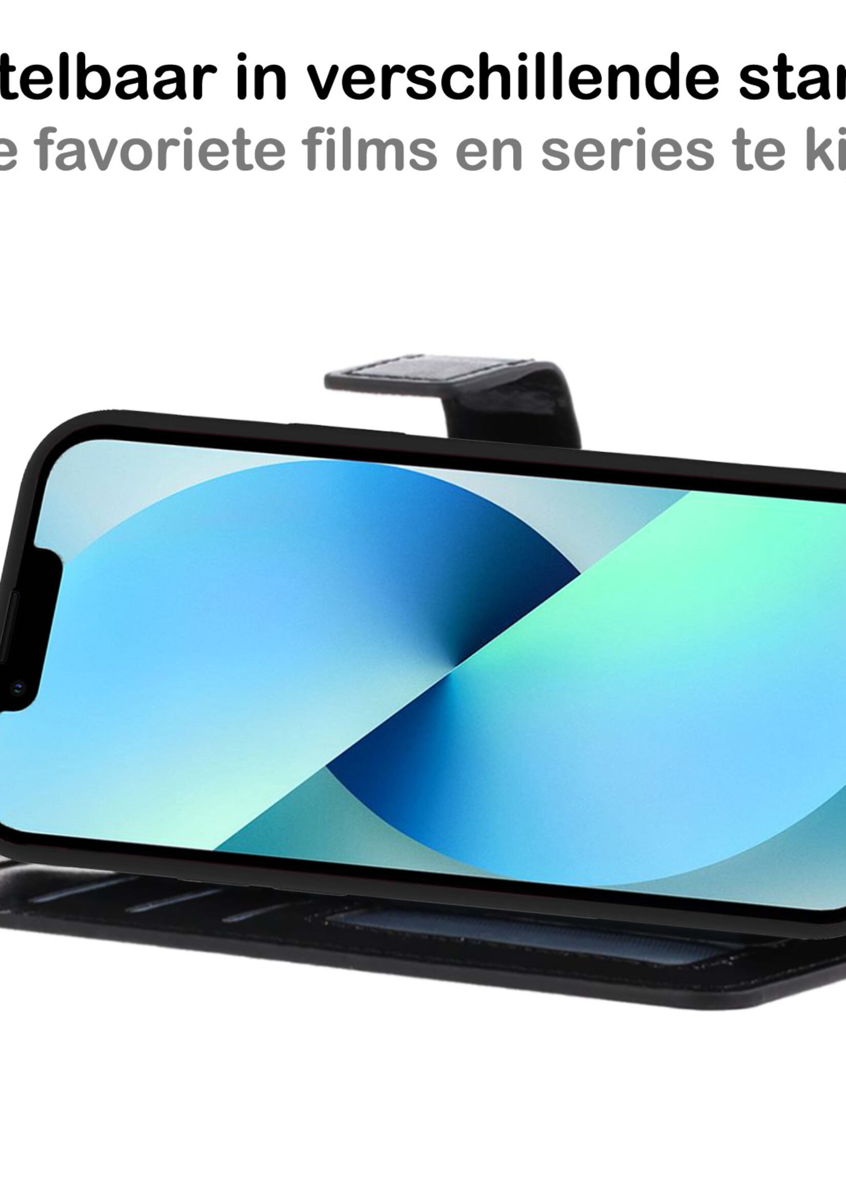 BTH Hoesje Geschikt voor iPhone 13 Pro Max Hoesje Book Case Uitneembare 2-in-1 Hoes - Hoes Geschikt voor iPhone 13 Pro Max Hoes Wallet Case Pashouder Hoesje - Zwart