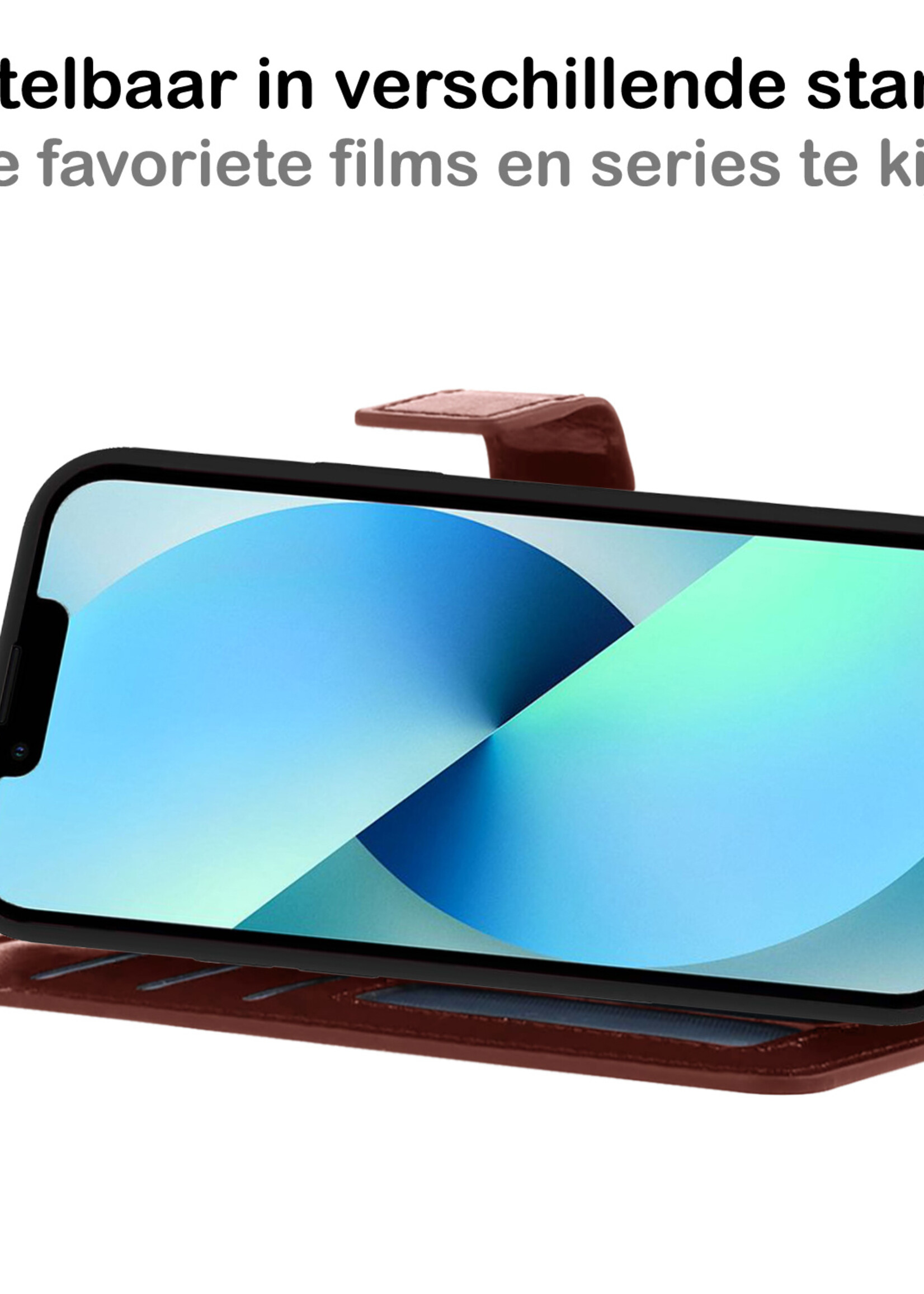 BTH Hoesje Geschikt voor iPhone 13 Pro Max Hoesje Book Case Uitneembare 2-in-1 Hoes - Hoes Geschikt voor iPhone 13 Pro Max Hoes Wallet Case Pashouder Hoesje - Bruin