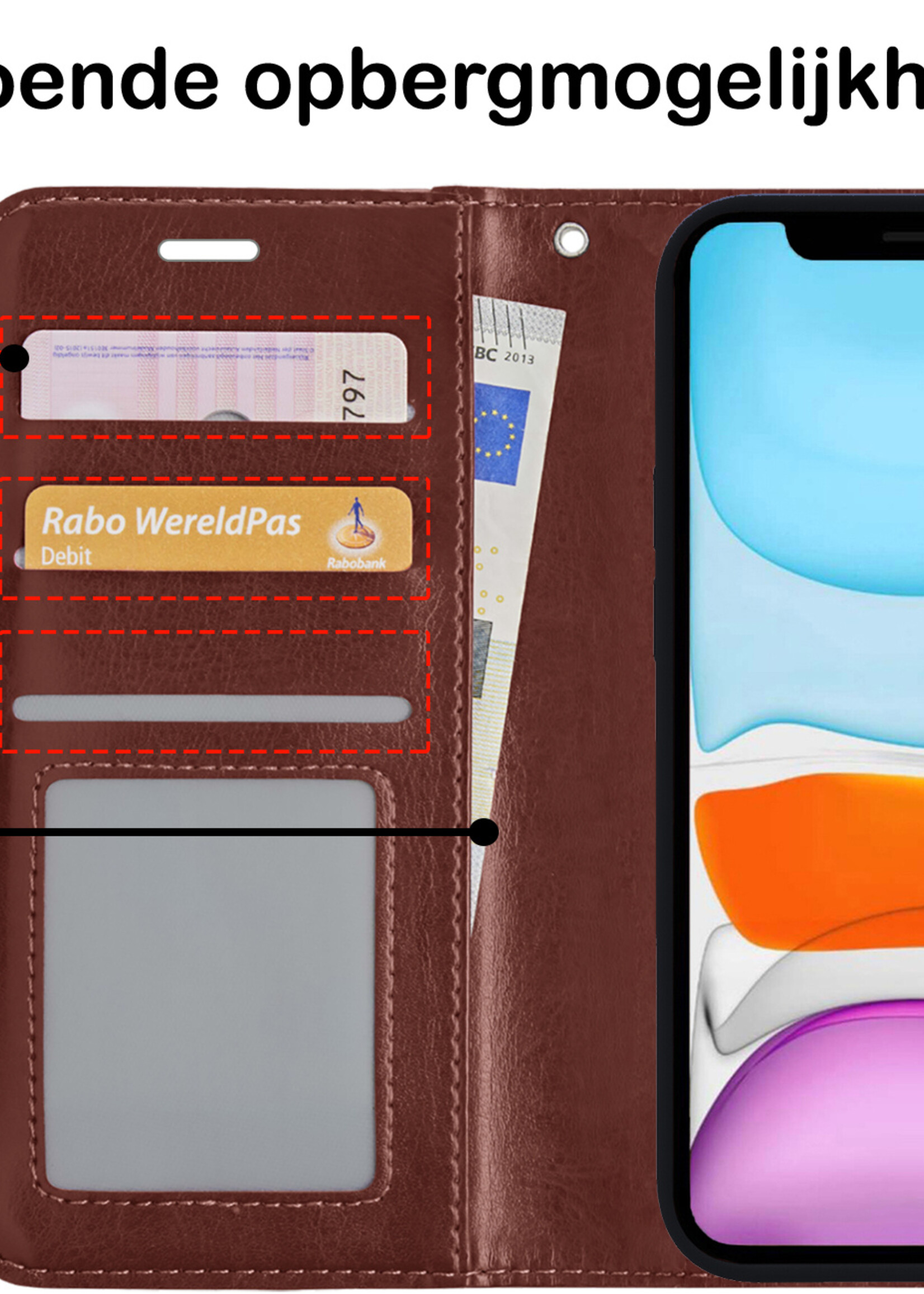 BTH Hoesje Geschikt voor iPhone Xs Max Hoesje Book Case Uitneembare 2-in-1 Hoes - Hoes Geschikt voor iPhone Xs Max Hoes Wallet Case Pashouder Hoesje - Bruin
