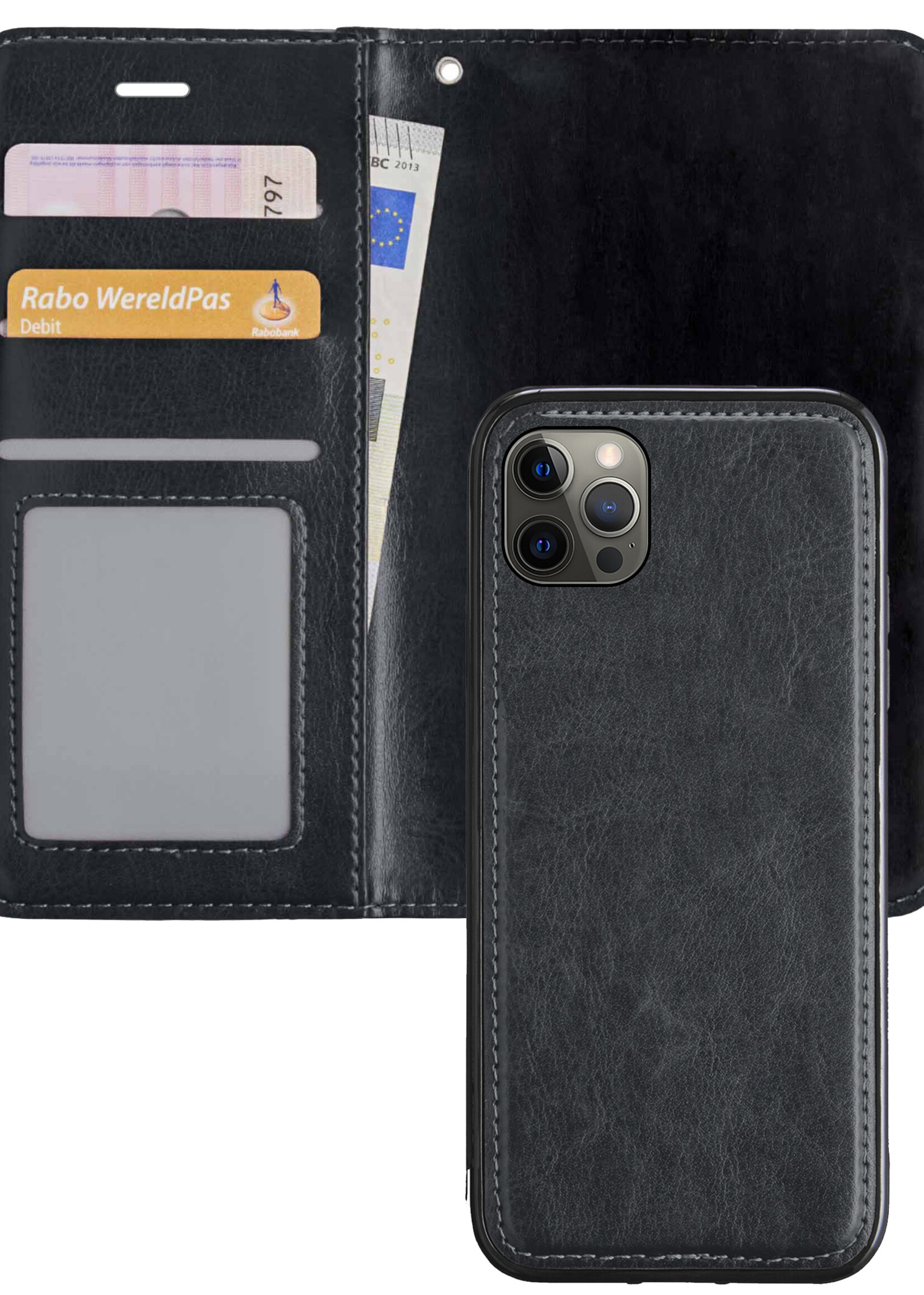 BTH Hoesje Geschikt voor iPhone 13 Pro Hoesje Book Case Uitneembare 2-in-1 Hoes - Hoes Geschikt voor iPhone 13 Pro Hoes Wallet Case Pashouder Hoesje - Zwart