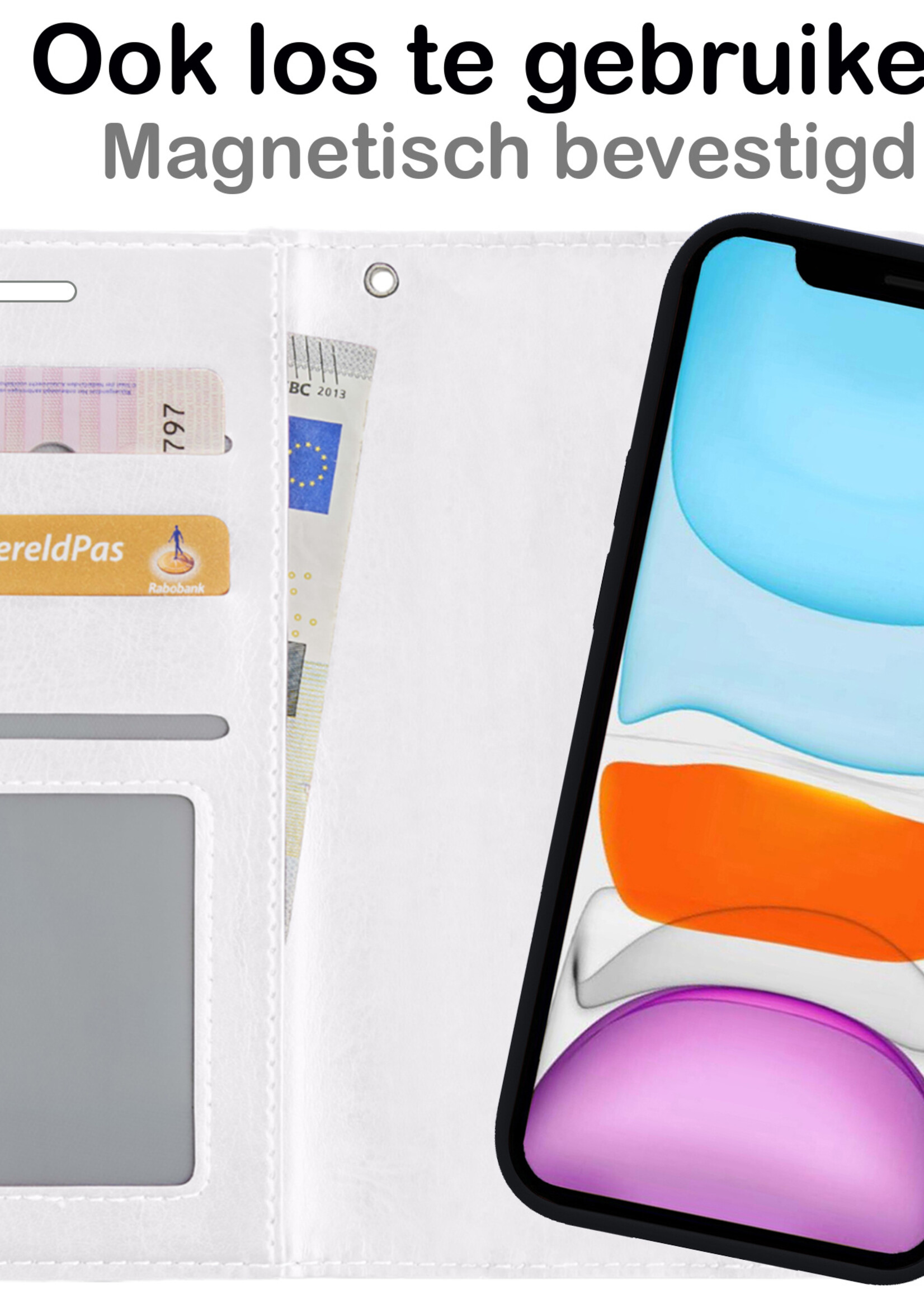 BTH Hoesje Geschikt voor iPhone Xs Max Hoesje Book Case Uitneembare 2-in-1 Hoes - Hoes Geschikt voor iPhone Xs Max Hoes Wallet Case Pashouder Hoesje - Wit