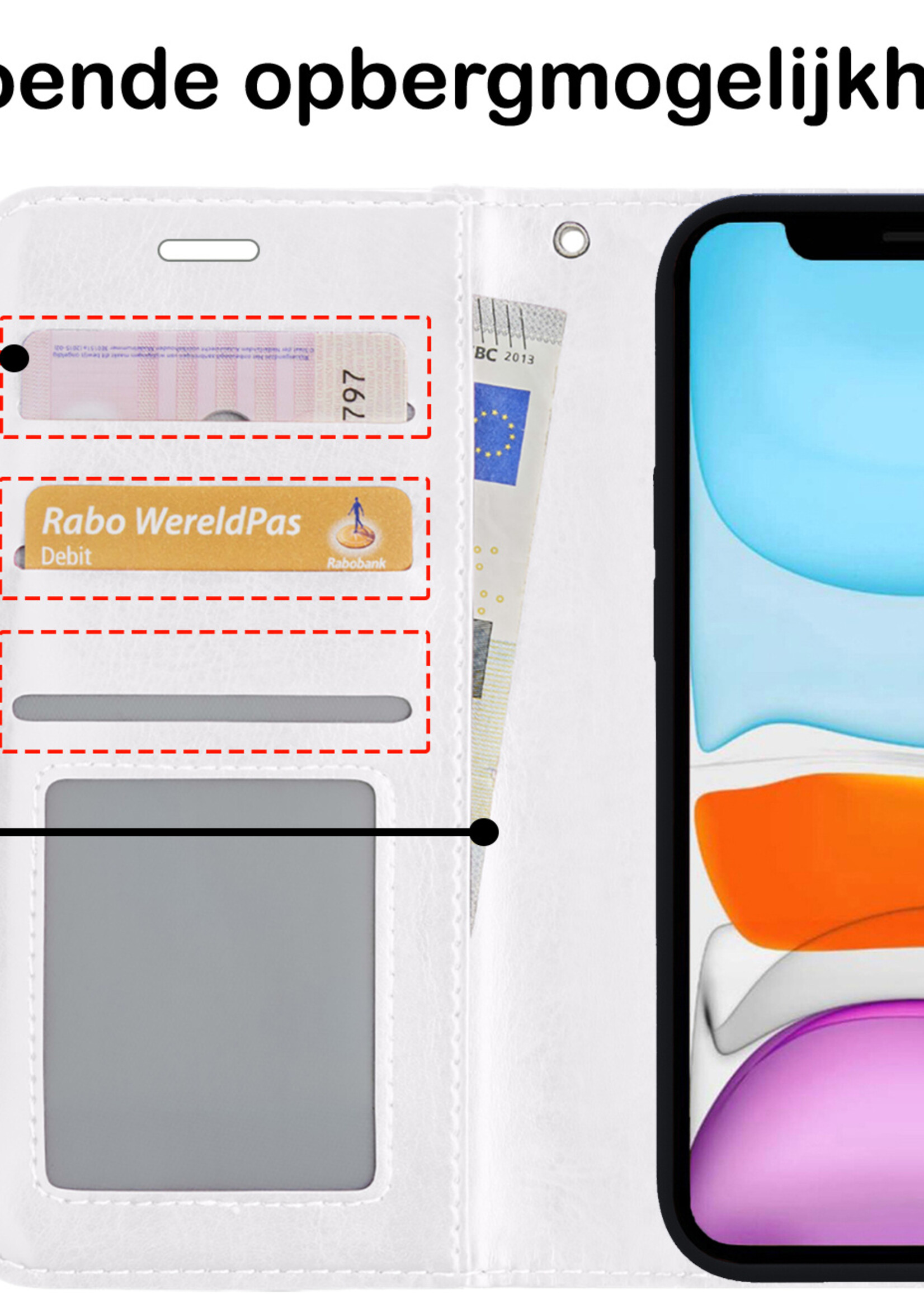 BTH Hoesje Geschikt voor iPhone Xs Max Hoesje Book Case Uitneembare 2-in-1 Hoes - Hoes Geschikt voor iPhone Xs Max Hoes Wallet Case Pashouder Hoesje - Wit