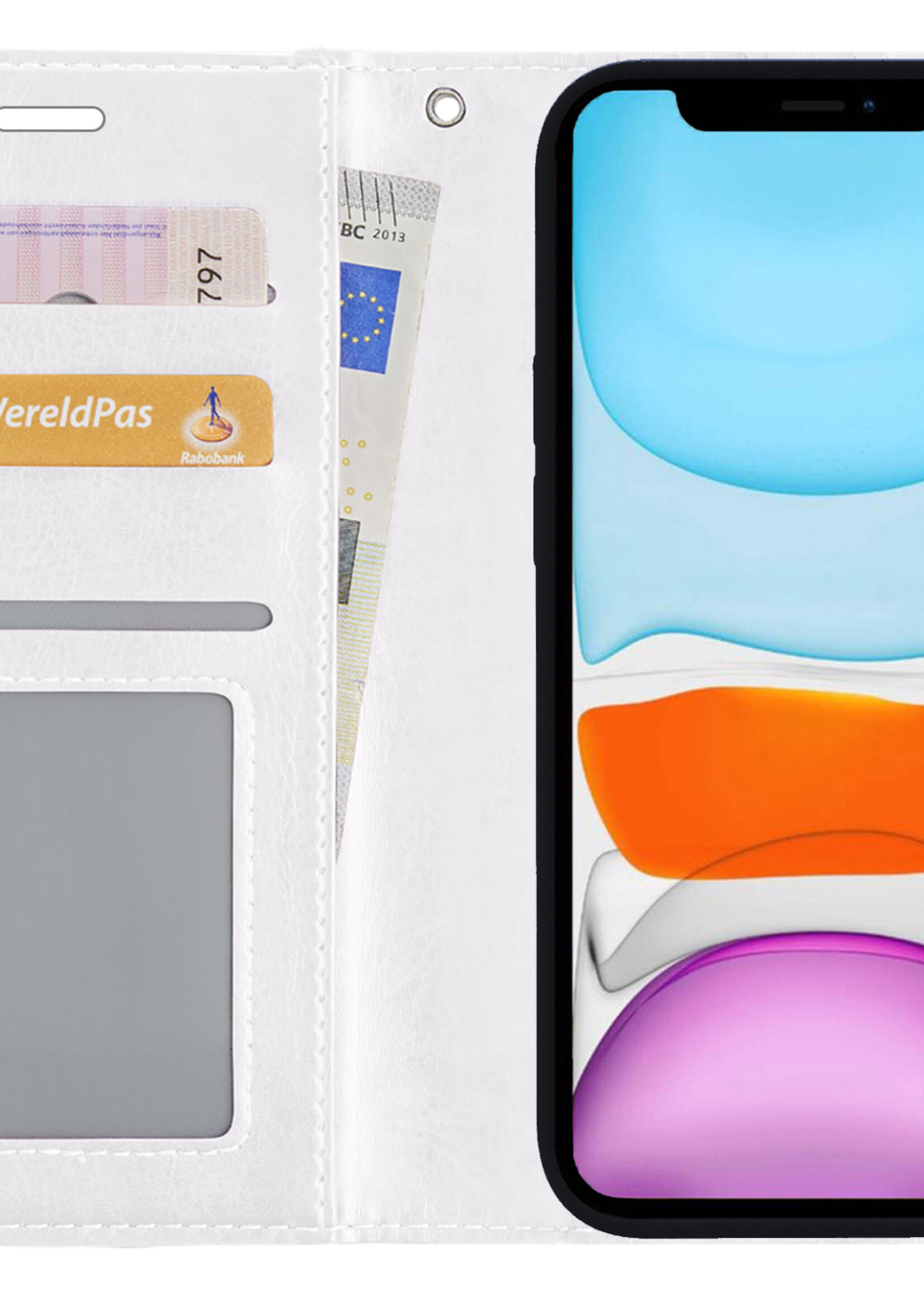 BTH Hoesje Geschikt voor iPhone Xs Max Hoesje Book Case Uitneembare 2-in-1 Hoes - Hoes Geschikt voor iPhone Xs Max Hoes Wallet Case Pashouder Hoesje - Wit