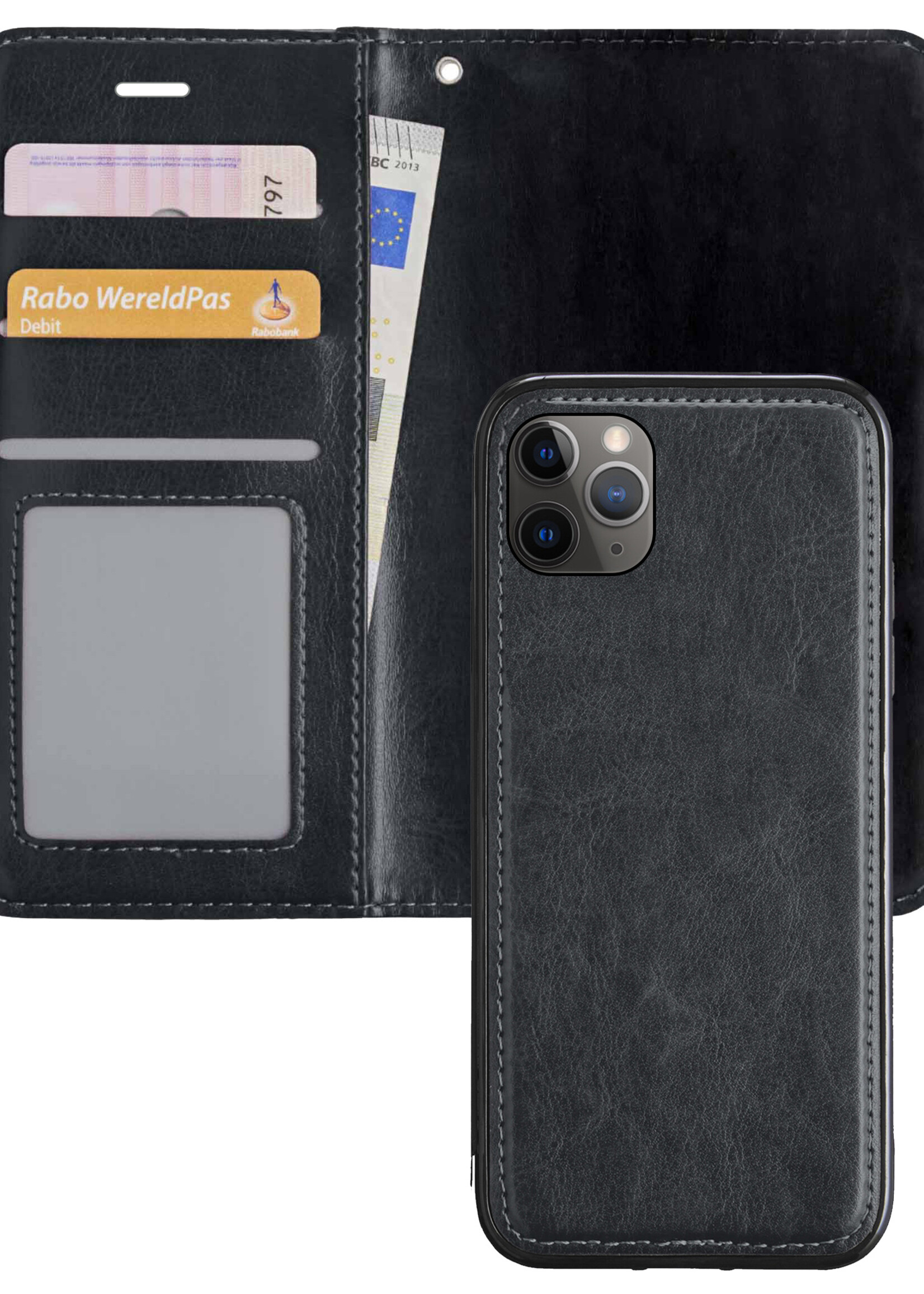 BTH Hoesje Geschikt voor iPhone 11 Pro Hoesje Book Case Uitneembare 2-in-1 Hoes - Hoes Geschikt voor iPhone 11 Pro Hoes Wallet Case Pashouder Hoesje - Zwart