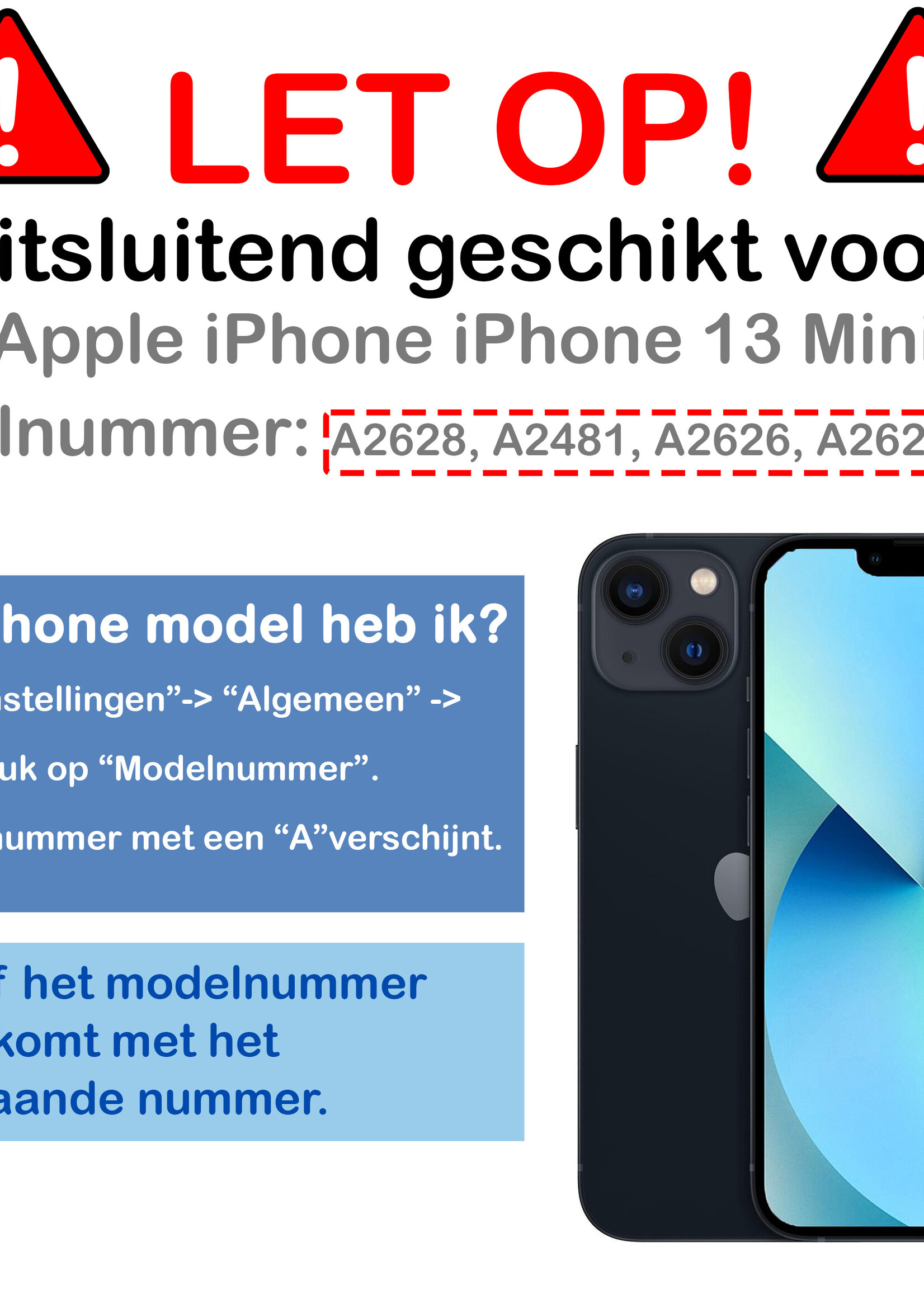 BTH Hoesje Geschikt voor iPhone 13 Mini Hoesje Book Case Uitneembare 2-in-1 Hoes - Hoes Geschikt voor iPhone 13 Mini Hoes Wallet Case Pashouder Hoesje - Zwart