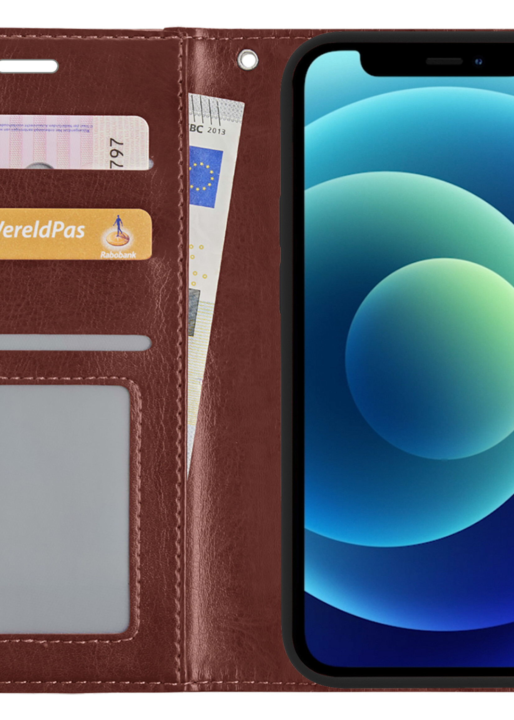 BTH Hoesje Geschikt voor iPhone 12 Pro Max Hoesje Book Case Uitneembare 2-in-1 Hoes - Hoes Geschikt voor iPhone 12 Pro Max Hoes Wallet Case Pashouder Hoesje - Bruin