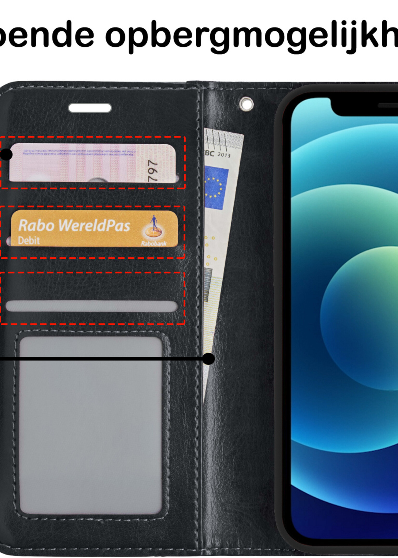 BTH Hoesje Geschikt voor iPhone 12 Pro Max Hoesje Book Case Uitneembare 2-in-1 Hoes - Hoes Geschikt voor iPhone 12 Pro Max Hoes Wallet Case Pashouder Hoesje - Zwart
