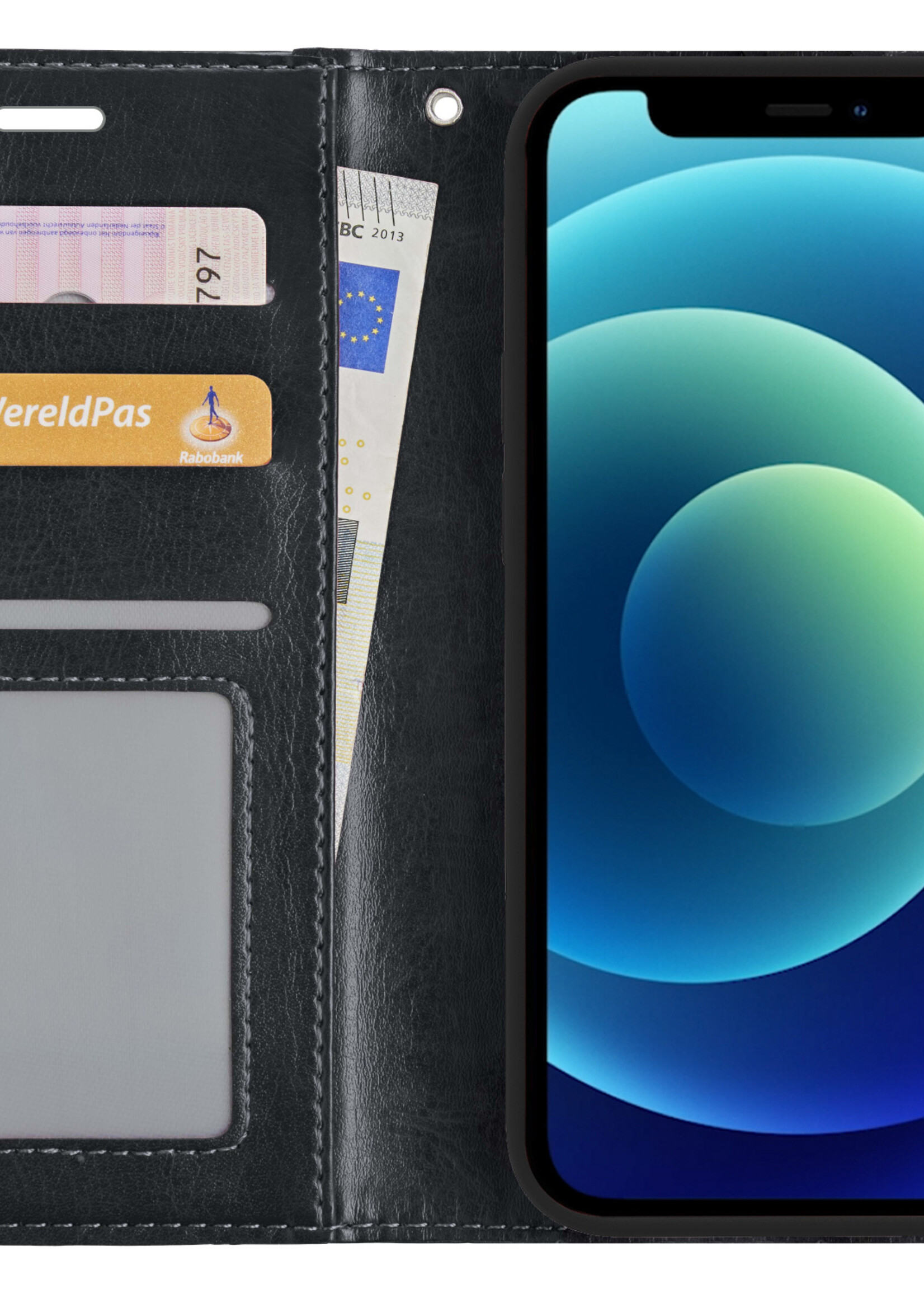 BTH Hoesje Geschikt voor iPhone 12 Pro Max Hoesje Book Case Uitneembare 2-in-1 Hoes - Hoes Geschikt voor iPhone 12 Pro Max Hoes Wallet Case Pashouder Hoesje - Zwart