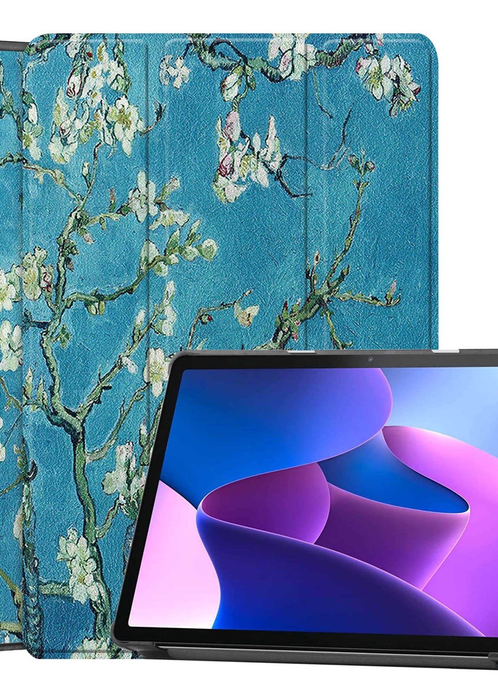BTH Hoes Geschikt voor Lenovo Tab M10 (3rd gen) Hoes Book Case Hoesje Trifold Cover - Hoesje Geschikt voor Lenovo Tab M10 (3e gen) Hoesje Bookcase - Bloesem