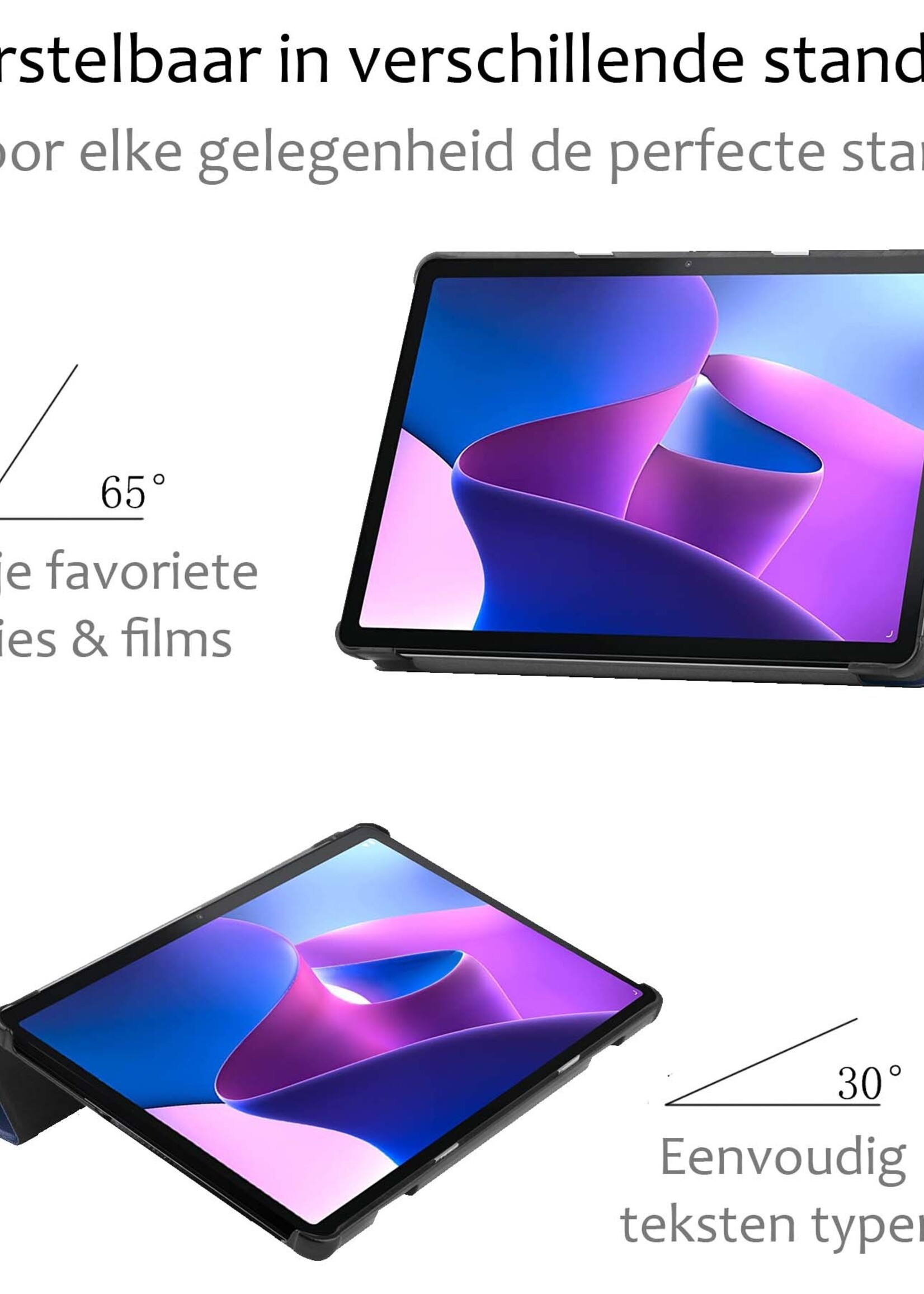 BTH Hoes Geschikt voor Lenovo Tab M10 (3rd gen) Hoes Book Case Hoesje Trifold Cover - Hoesje Geschikt voor Lenovo Tab M10 (3e gen) Hoesje Bookcase - Donkerblauw