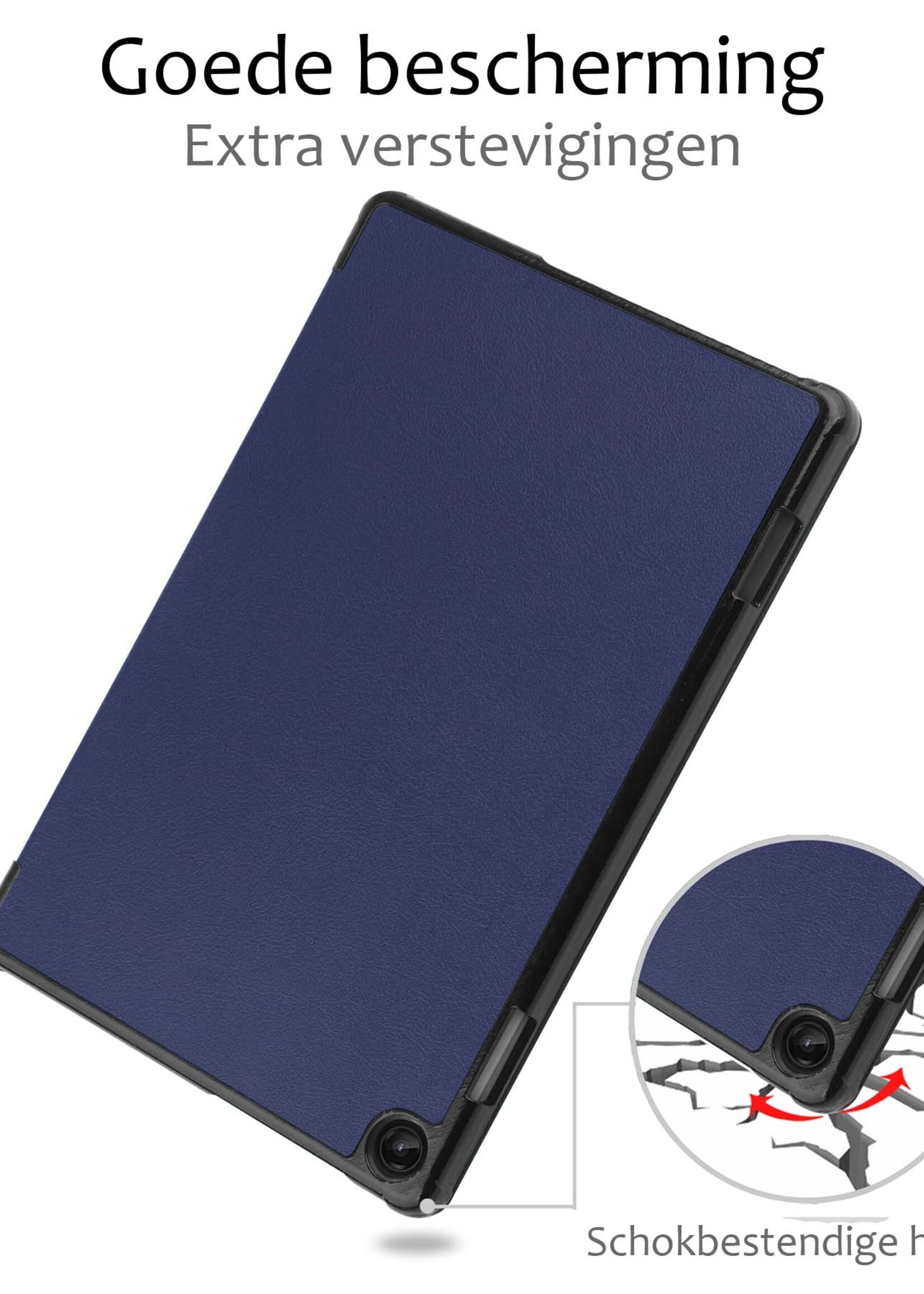 BTH Hoes Geschikt voor Lenovo Tab M10 (3rd gen) Hoes Book Case Hoesje Trifold Cover - Hoesje Geschikt voor Lenovo Tab M10 (3e gen) Hoesje Bookcase - Donkerblauw