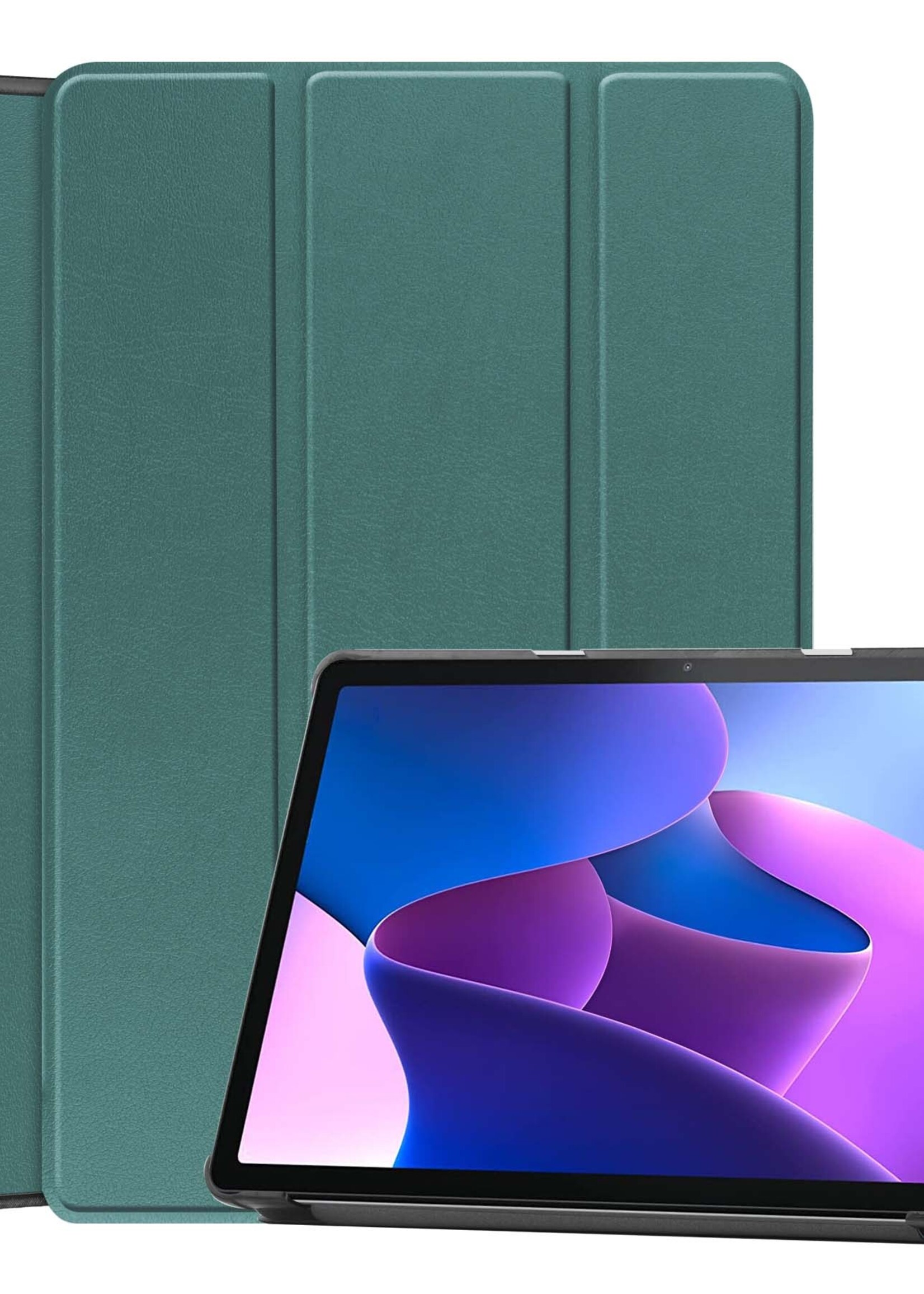 BTH Hoes Geschikt voor Lenovo Tab M10 (3rd gen) Hoes Book Case Hoesje Trifold Cover - Hoesje Geschikt voor Lenovo Tab M10 (3e gen) Hoesje Bookcase - Donkergroen