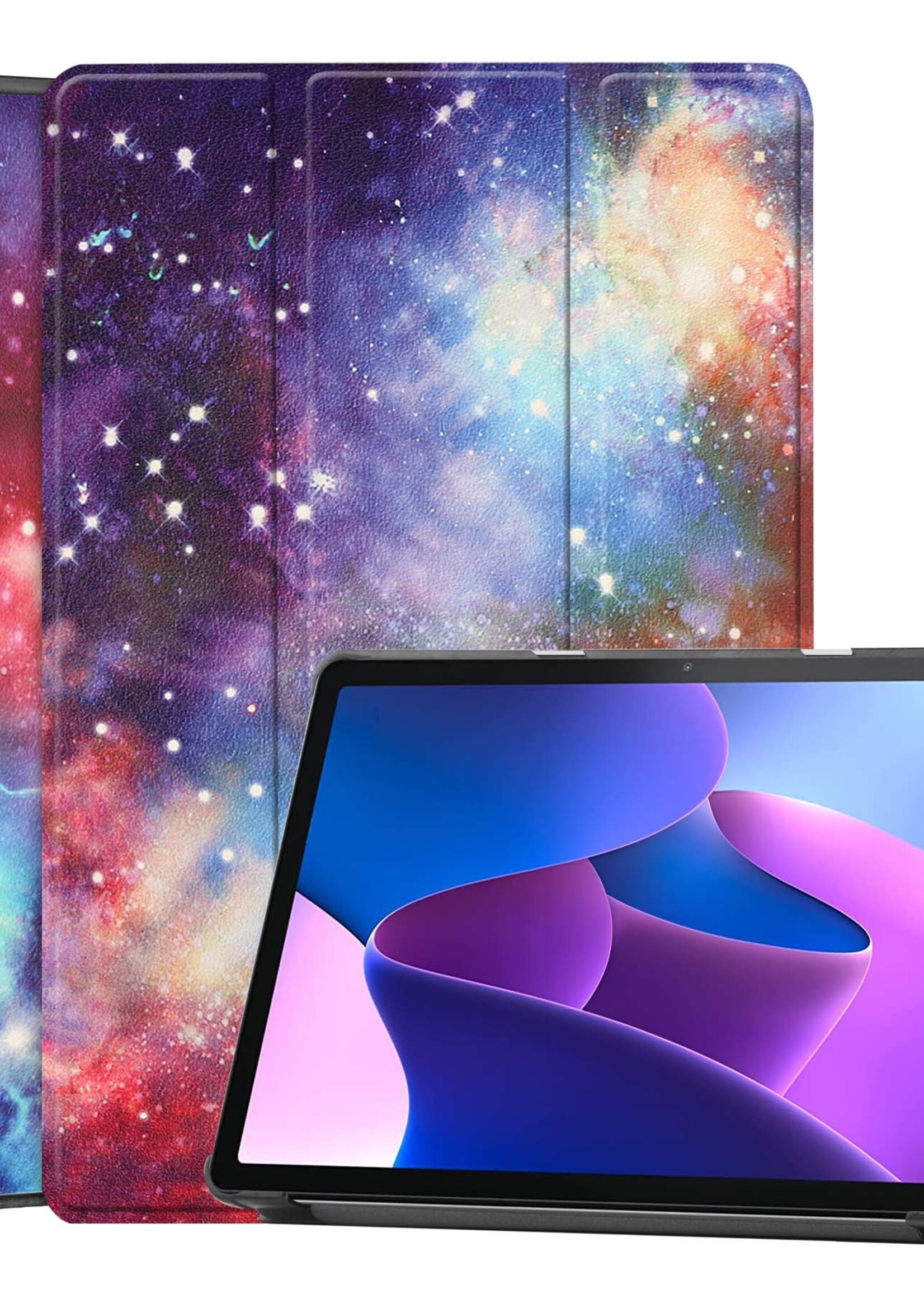 BTH Hoes Geschikt voor Lenovo Tab M10 (3rd gen) Hoes Book Case Hoesje Trifold Cover - Hoesje Geschikt voor Lenovo Tab M10 (3e gen) Hoesje Bookcase - Galaxy