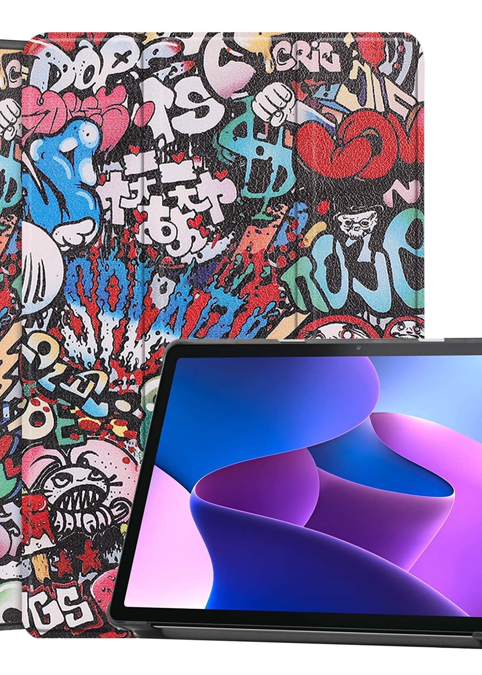 BTH Hoes Geschikt voor Lenovo Tab M10 (3rd gen) Hoes Book Case Hoesje Trifold Cover - Hoesje Geschikt voor Lenovo Tab M10 (3e gen) Hoesje Bookcase - Graffity