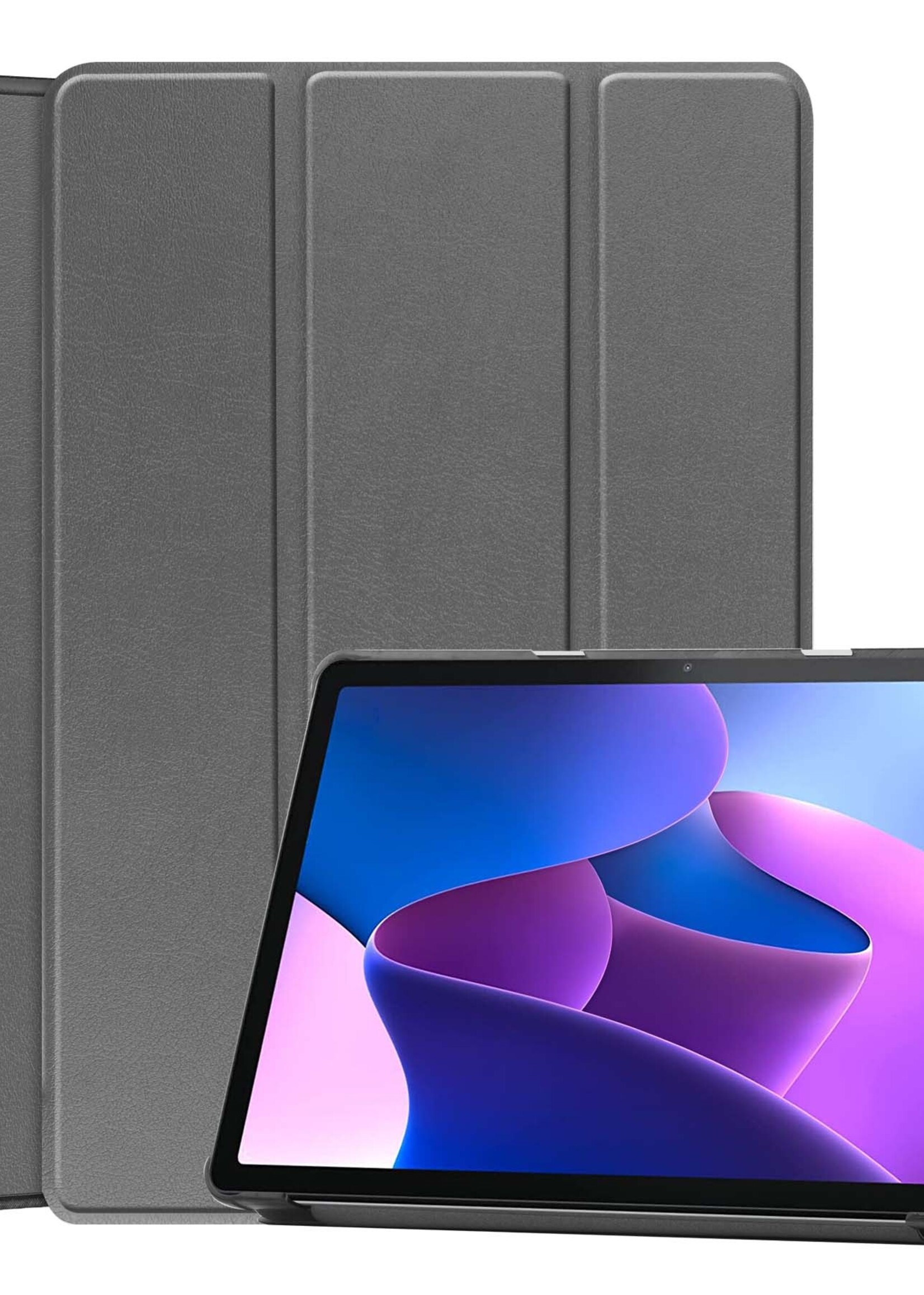 BTH Hoes Geschikt voor Lenovo Tab M10 (3rd gen) Hoes Book Case Hoesje Trifold Cover - Hoesje Geschikt voor Lenovo Tab M10 (3e gen) Hoesje Bookcase - Grijs