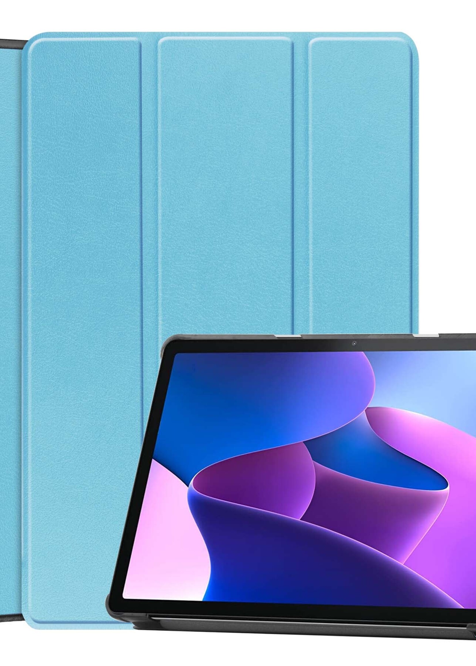 BTH Hoes Geschikt voor Lenovo Tab M10 (3rd gen) Hoes Book Case Hoesje Trifold Cover - Hoesje Geschikt voor Lenovo Tab M10 (3e gen) Hoesje Bookcase - Lichtblauw