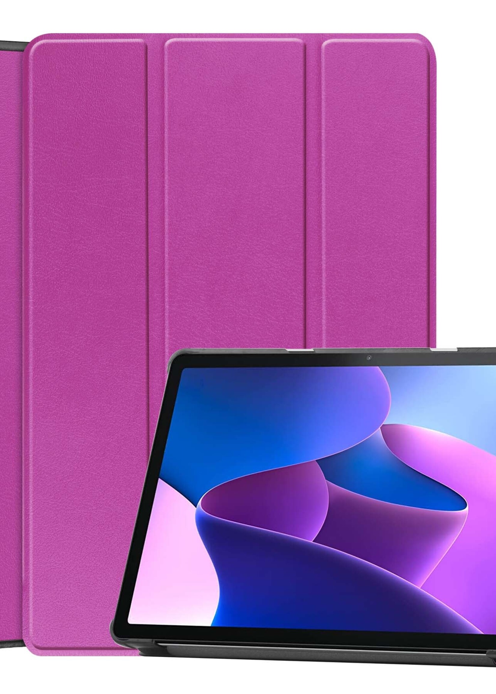 BTH Hoes Geschikt voor Lenovo Tab M10 (3rd gen) Hoes Book Case Hoesje Trifold Cover - Hoesje Geschikt voor Lenovo Tab M10 (3e gen) Hoesje Bookcase - Paars