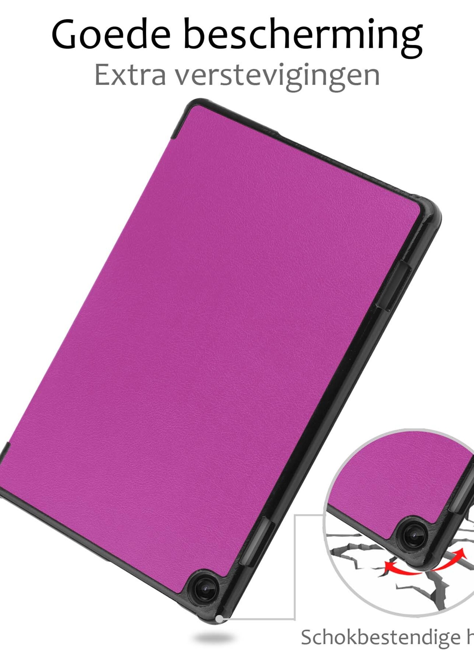 BTH Hoes Geschikt voor Lenovo Tab M10 (3rd gen) Hoes Book Case Hoesje Trifold Cover - Hoesje Geschikt voor Lenovo Tab M10 (3e gen) Hoesje Bookcase - Paars