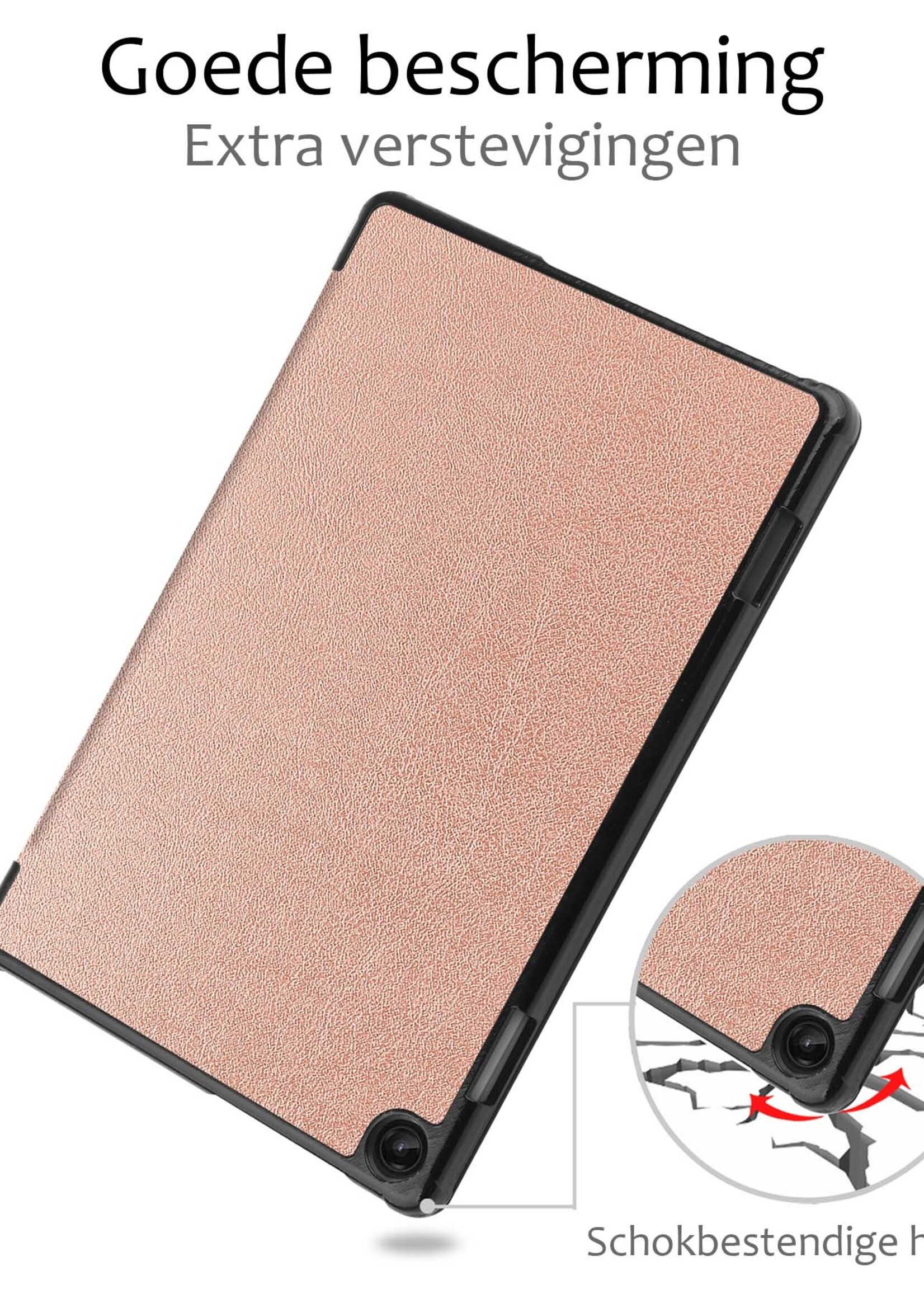 BTH Hoes Geschikt voor Lenovo Tab M10 (3rd gen) Hoes Book Case Hoesje Trifold Cover - Hoesje Geschikt voor Lenovo Tab M10 (3e gen) Hoesje Bookcase - Rosé goud