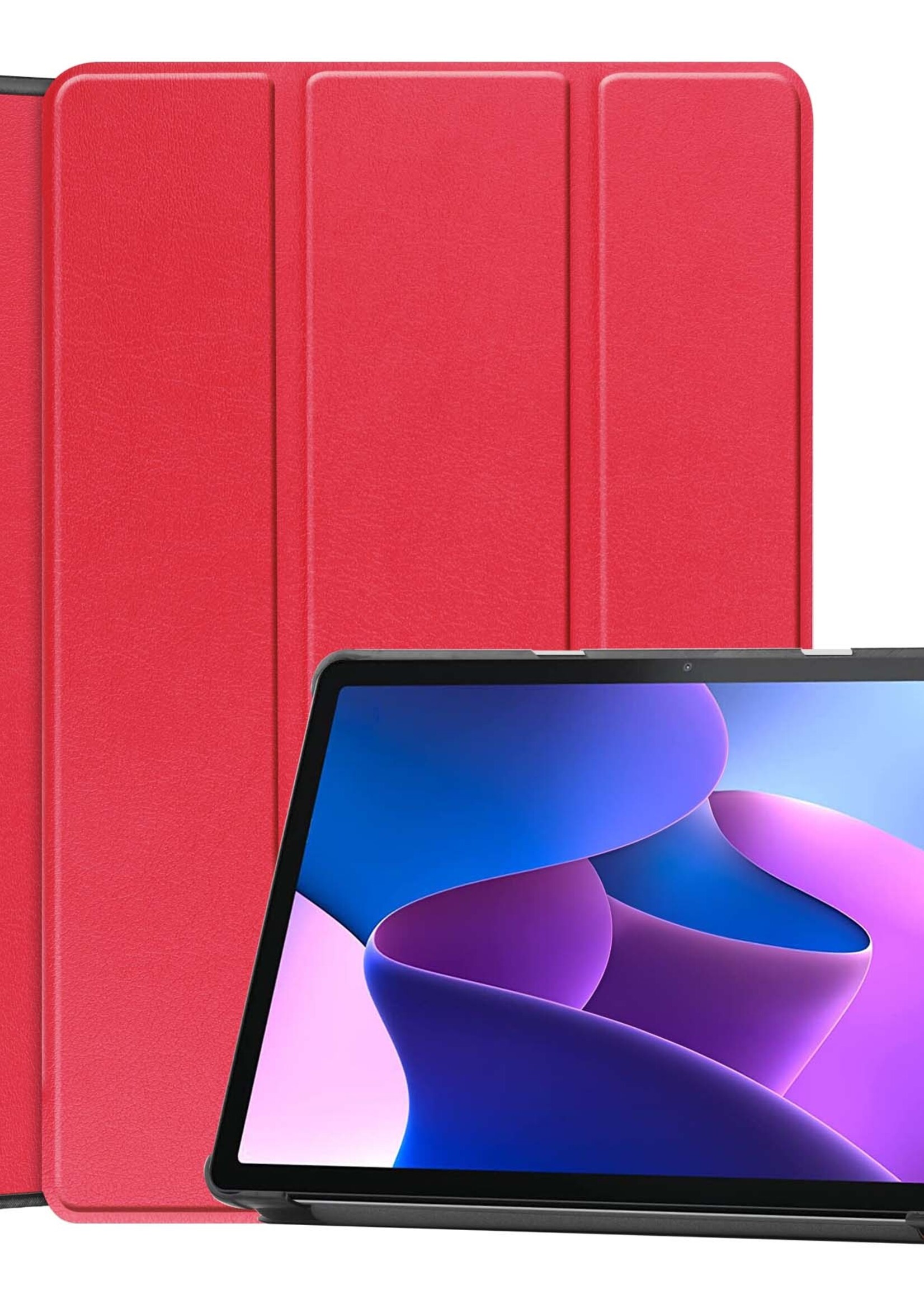 BTH Hoes Geschikt voor Lenovo Tab M10 (3rd gen) Hoes Book Case Hoesje Trifold Cover - Hoesje Geschikt voor Lenovo Tab M10 (3e gen) Hoesje Bookcase - Rood