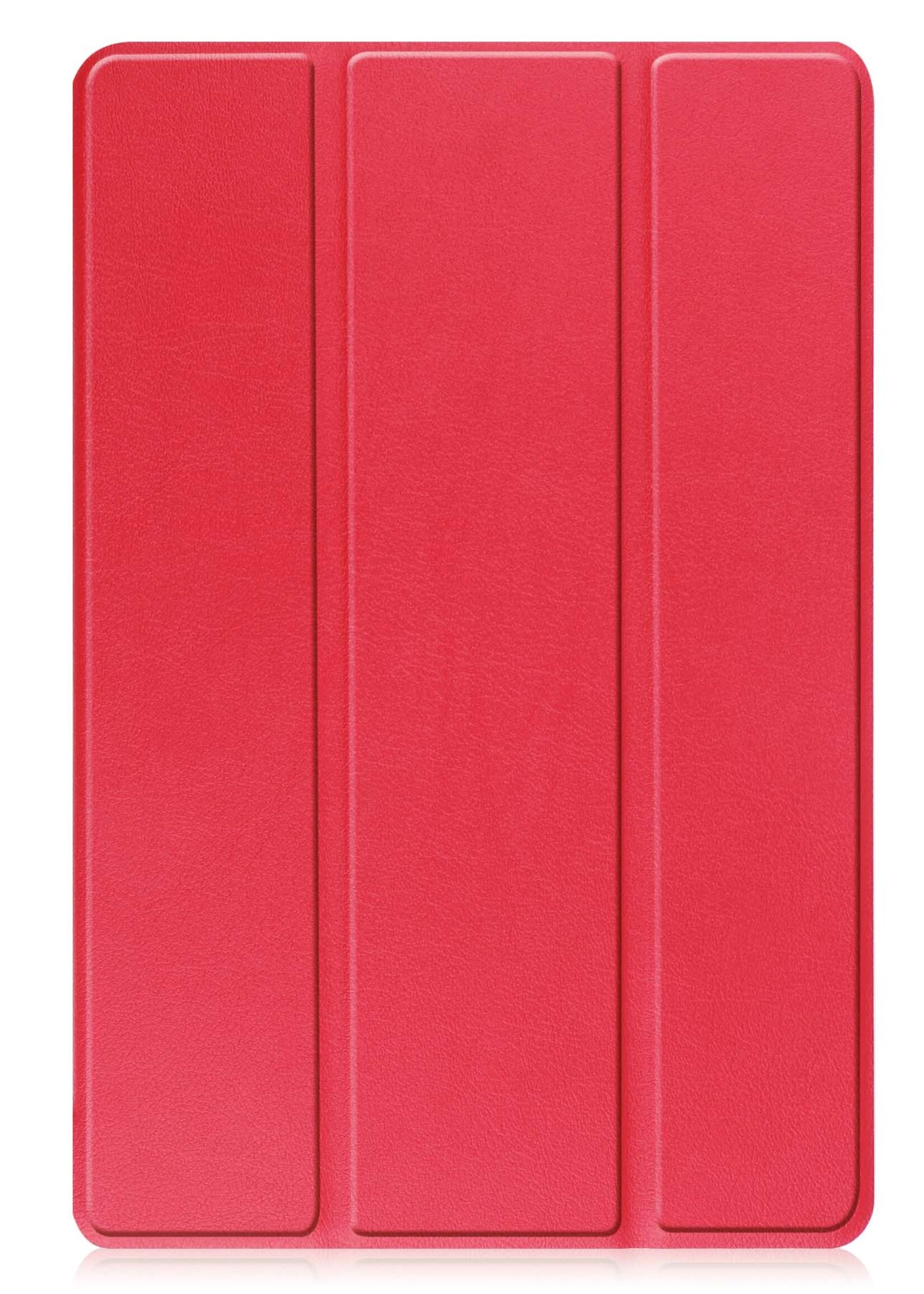 BTH Hoes Geschikt voor Lenovo Tab M10 (3rd gen) Hoes Book Case Hoesje Trifold Cover - Hoesje Geschikt voor Lenovo Tab M10 (3e gen) Hoesje Bookcase - Rood