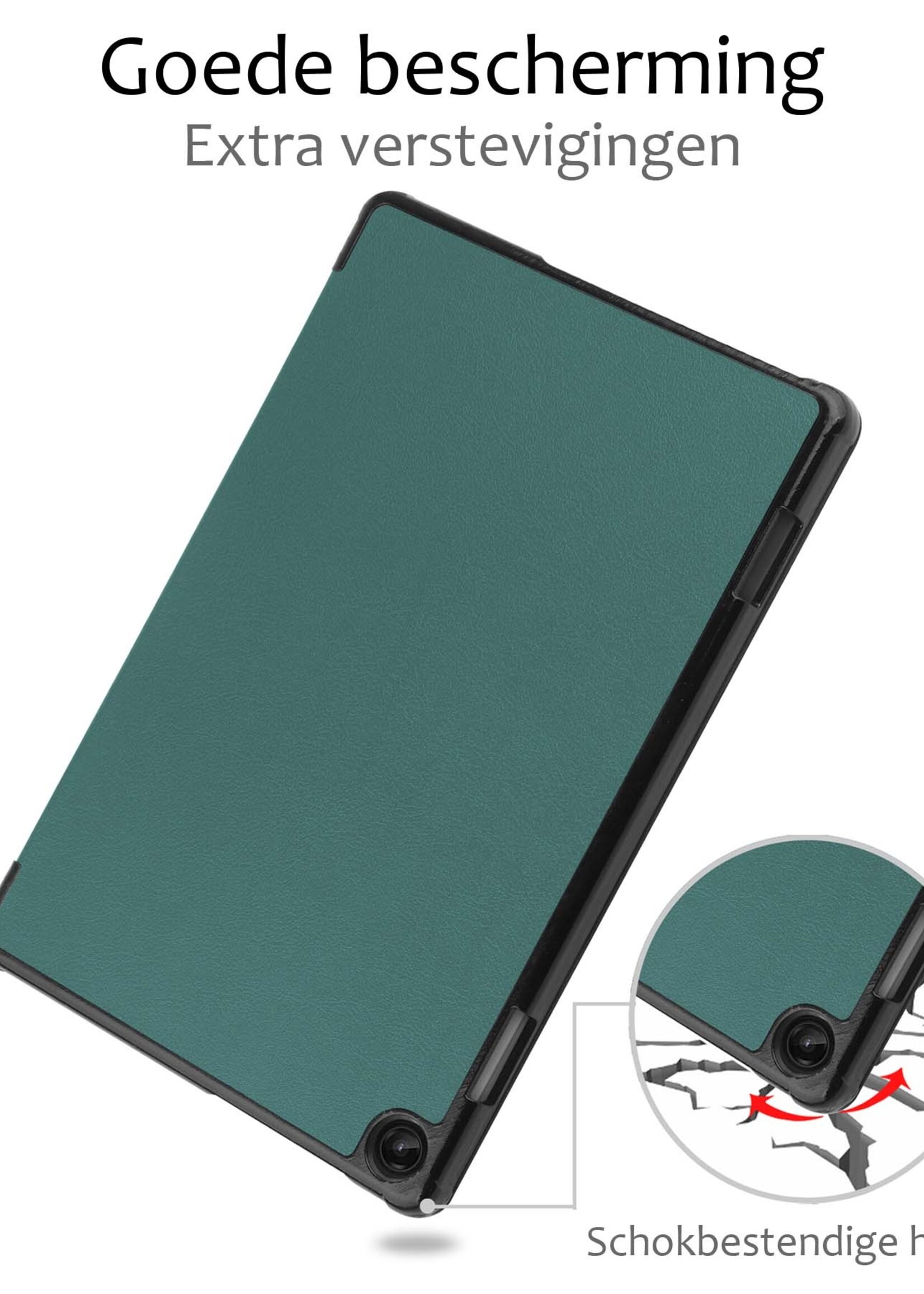 BTH Hoes Geschikt voor Lenovo Tab M10 (3rd gen) Hoes Book Case Hoesje Trifold Cover Met Screenprotector - Hoesje Geschikt voor Lenovo Tab M10 (3e gen) Hoesje Bookcase - Donkergroen