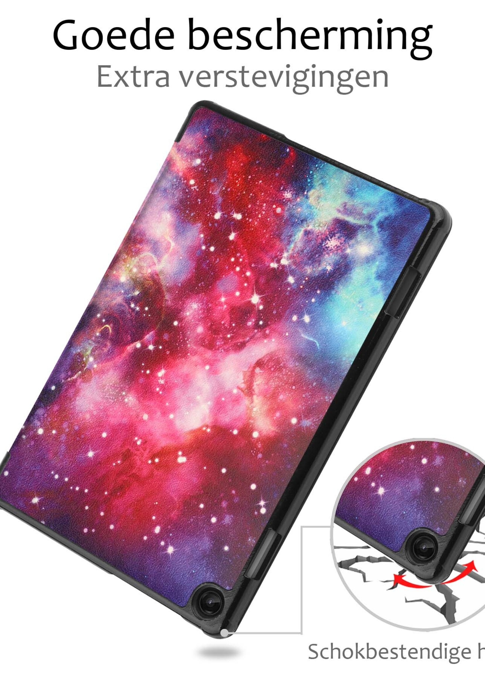 BTH Hoes Geschikt voor Lenovo Tab M10 (3rd gen) Hoes Book Case Hoesje Trifold Cover Met Screenprotector - Hoesje Geschikt voor Lenovo Tab M10 (3e gen) Hoesje Bookcase - Galaxy