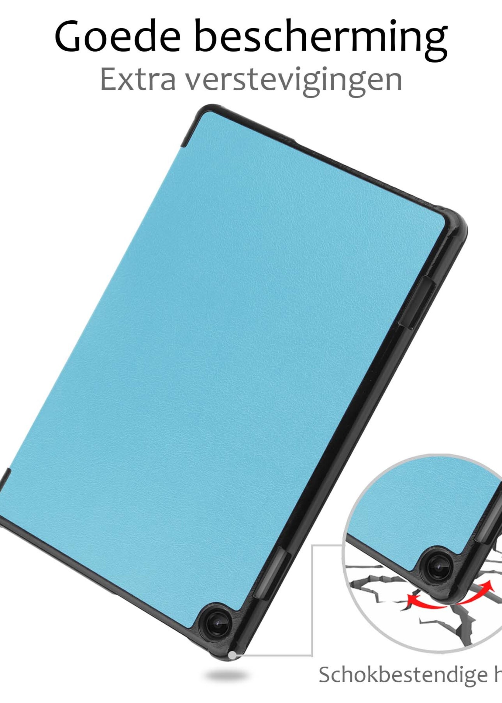 BTH Hoes Geschikt voor Lenovo Tab M10 (3rd gen) Hoes Book Case Hoesje Trifold Cover Met Screenprotector - Hoesje Geschikt voor Lenovo Tab M10 (3e gen) Hoesje Bookcase - Lichtblauw