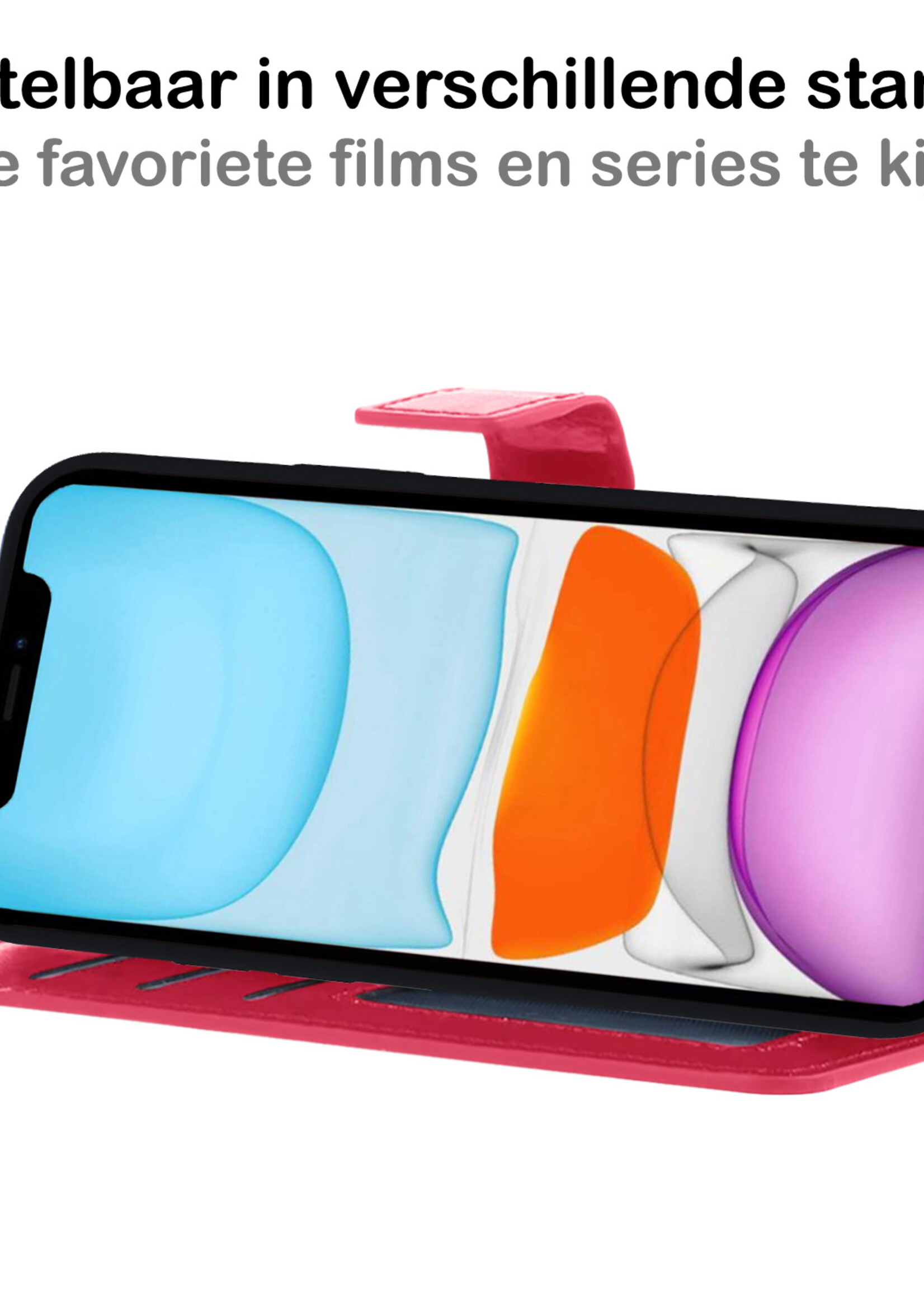 BTH Hoesje Geschikt voor iPhone X Hoesje Book Case Uitneembare 2-in-1 Hoes - Hoes Geschikt voor iPhone X Hoes Wallet Case Pashouder Hoesje - Donkerroze