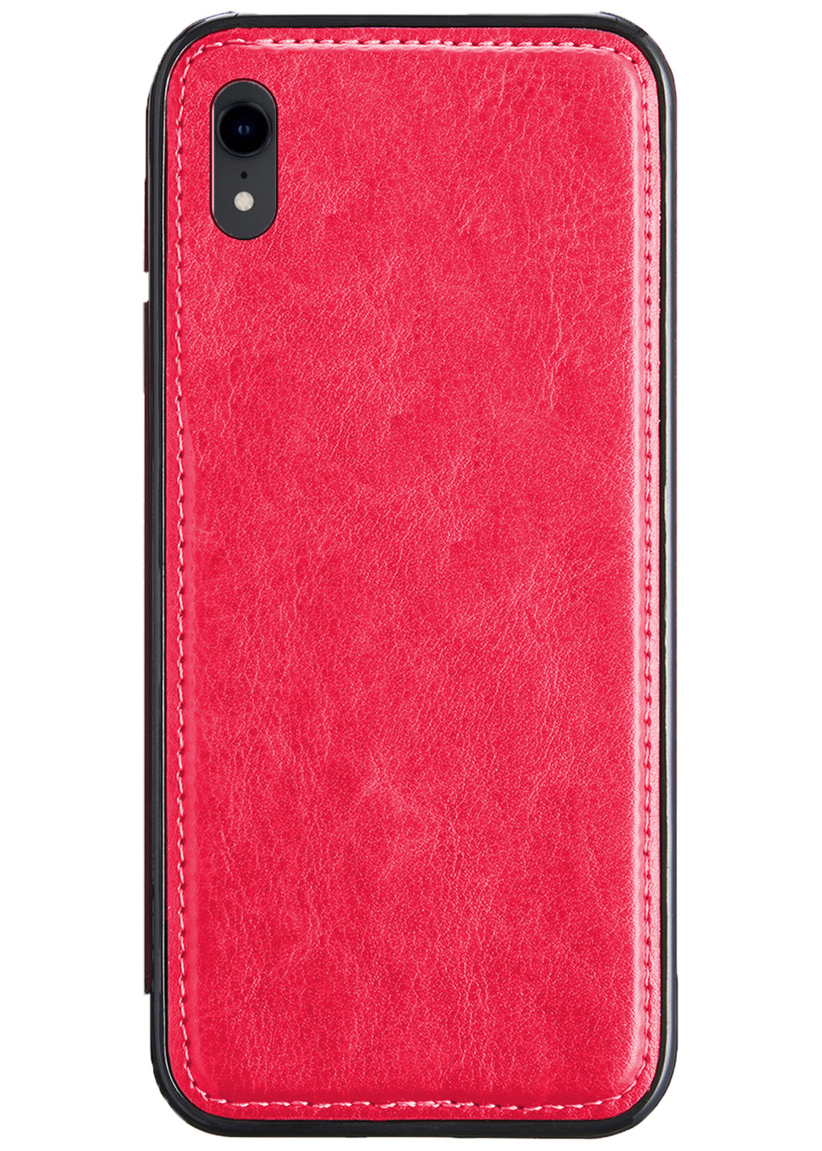 BTH Hoesje Geschikt voor iPhone XR Hoesje Book Case Uitneembare 2-in-1 Hoes - Hoes Geschikt voor iPhone XR Hoes Wallet Case Pashouder Hoesje - Donkerroze