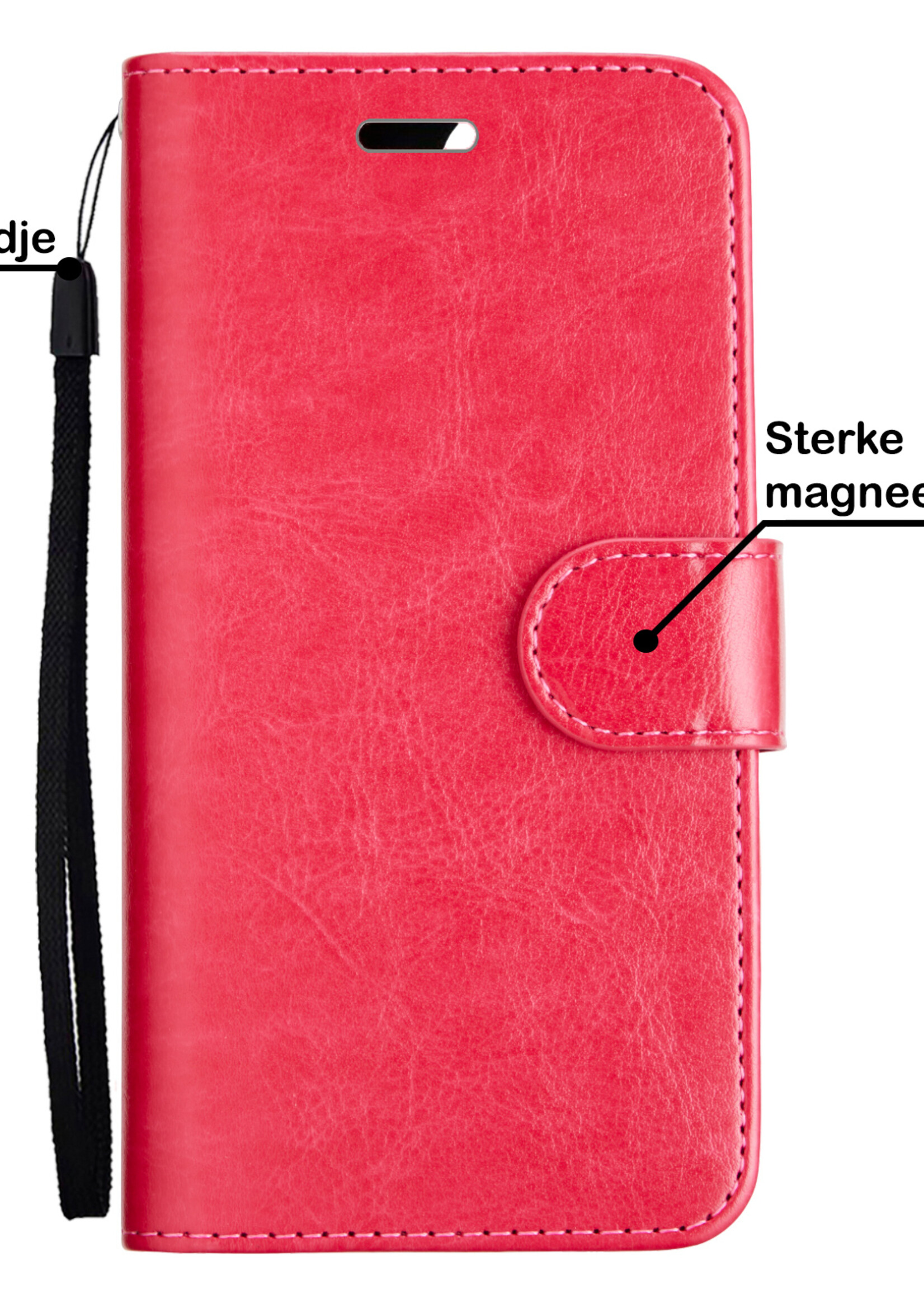 BTH Hoesje Geschikt voor iPhone 13 Hoesje Book Case Uitneembare 2-in-1 Hoes - Hoes Geschikt voor iPhone 13 Hoes Wallet Case Pashouder Hoesje - Donkerroze