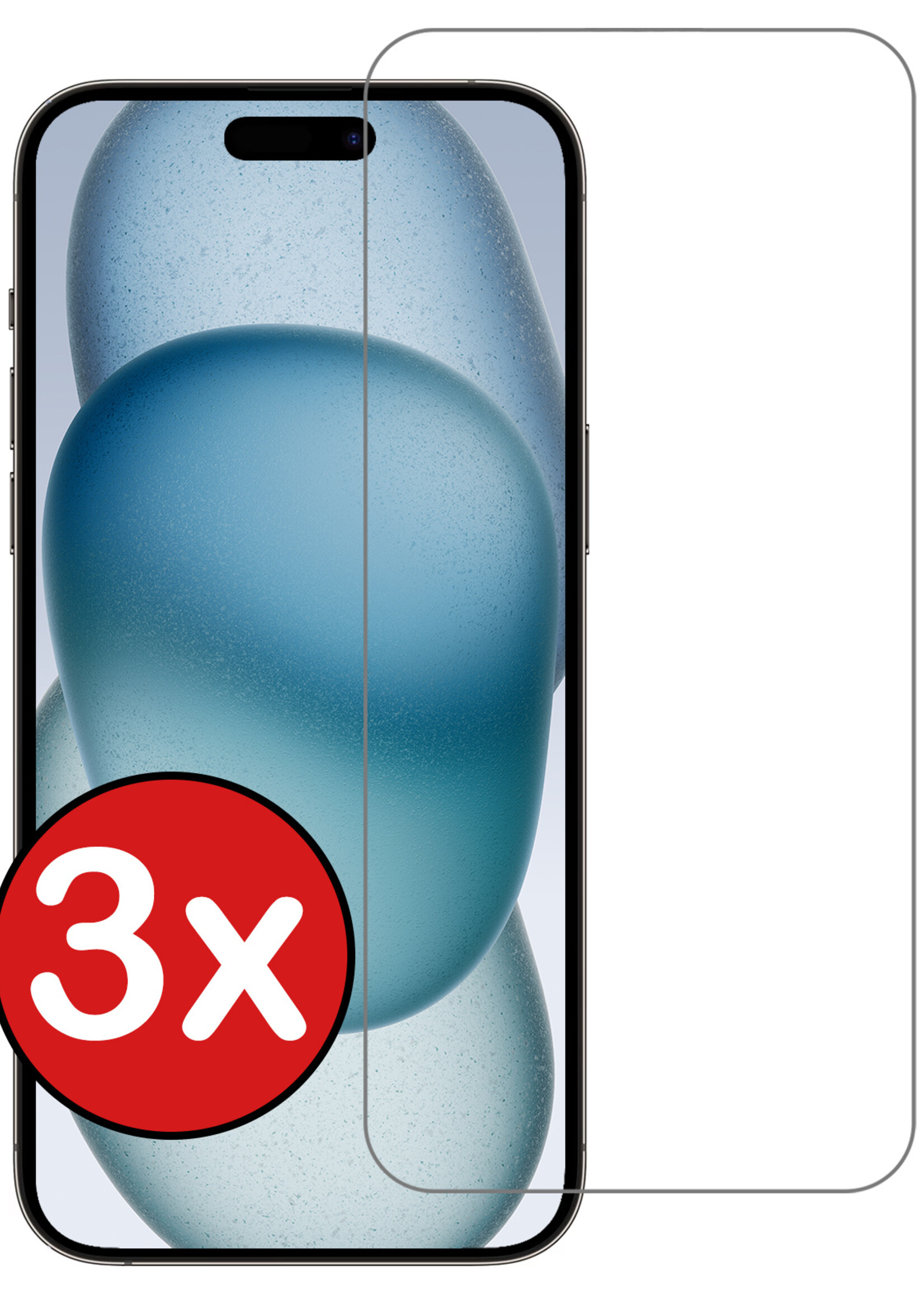 BTH Screenprotector Geschikt voor iPhone 15 Pro Screenprotector Glas Gehard Tempered Glass - Screenprotector Geschikt voor iPhone 15 Pro Screen Protector Screen Cover - 3 PACK