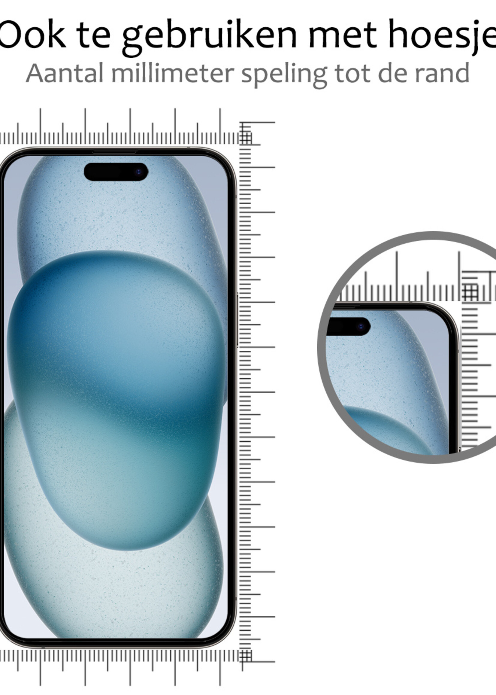 BTH Screenprotector Geschikt voor iPhone 15 Plus Screenprotector Glas Gehard Tempered Glass Full Cover - Screenprotector Geschikt voor iPhone 15 Plus Screen Protector Screen Cover