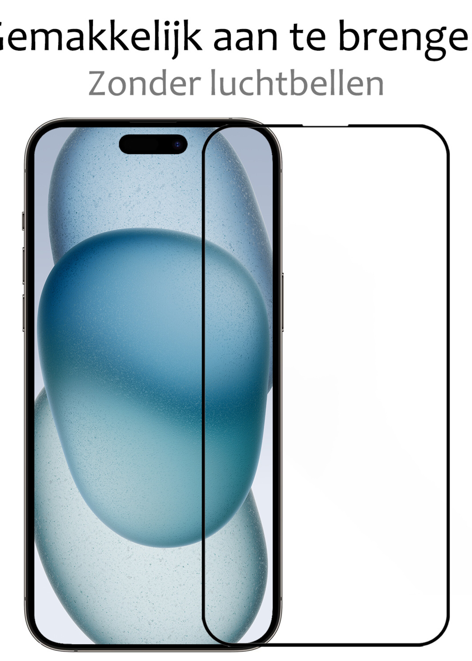 BTH Screenprotector Geschikt voor iPhone 15 Plus Screenprotector Glas Gehard Tempered Glass Full Cover - Screenprotector Geschikt voor iPhone 15 Plus Screen Protector Screen Cover