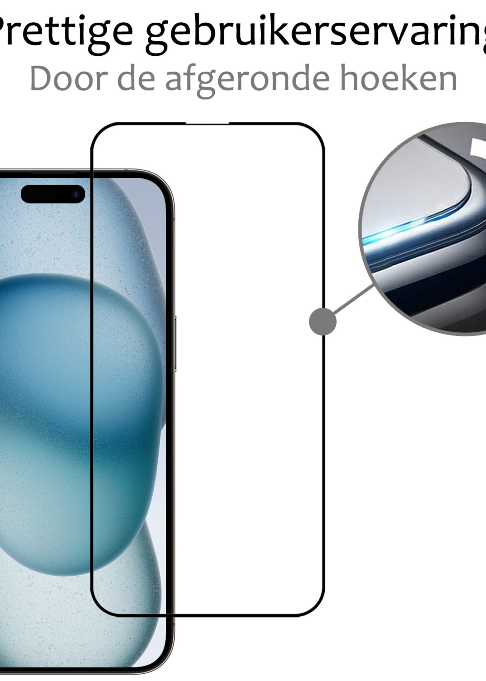 BTH Screenprotector Geschikt voor iPhone 15 Plus Screenprotector Glas Gehard Tempered Glass Full Cover - Screenprotector Geschikt voor iPhone 15 Plus Screen Protector Screen Cover