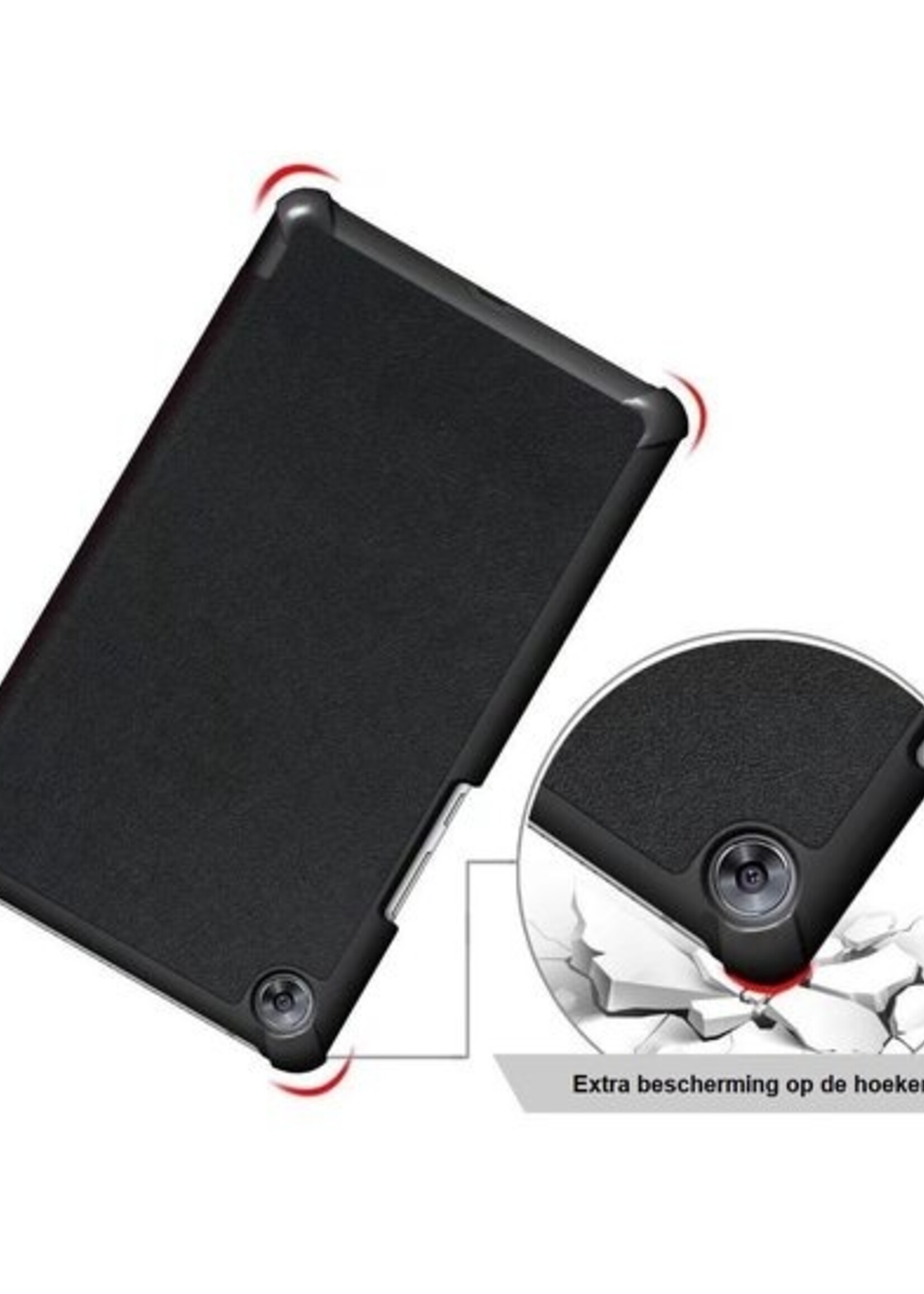 BTH Hoes Geschikt voor Samsung Galaxy Tab A 10.1 2019 Hoes Book Case Hoesje Trifold Cover - Hoesje Geschikt voor Samsung Tab A 10.1 2019 Hoesje Bookcase - Zwart