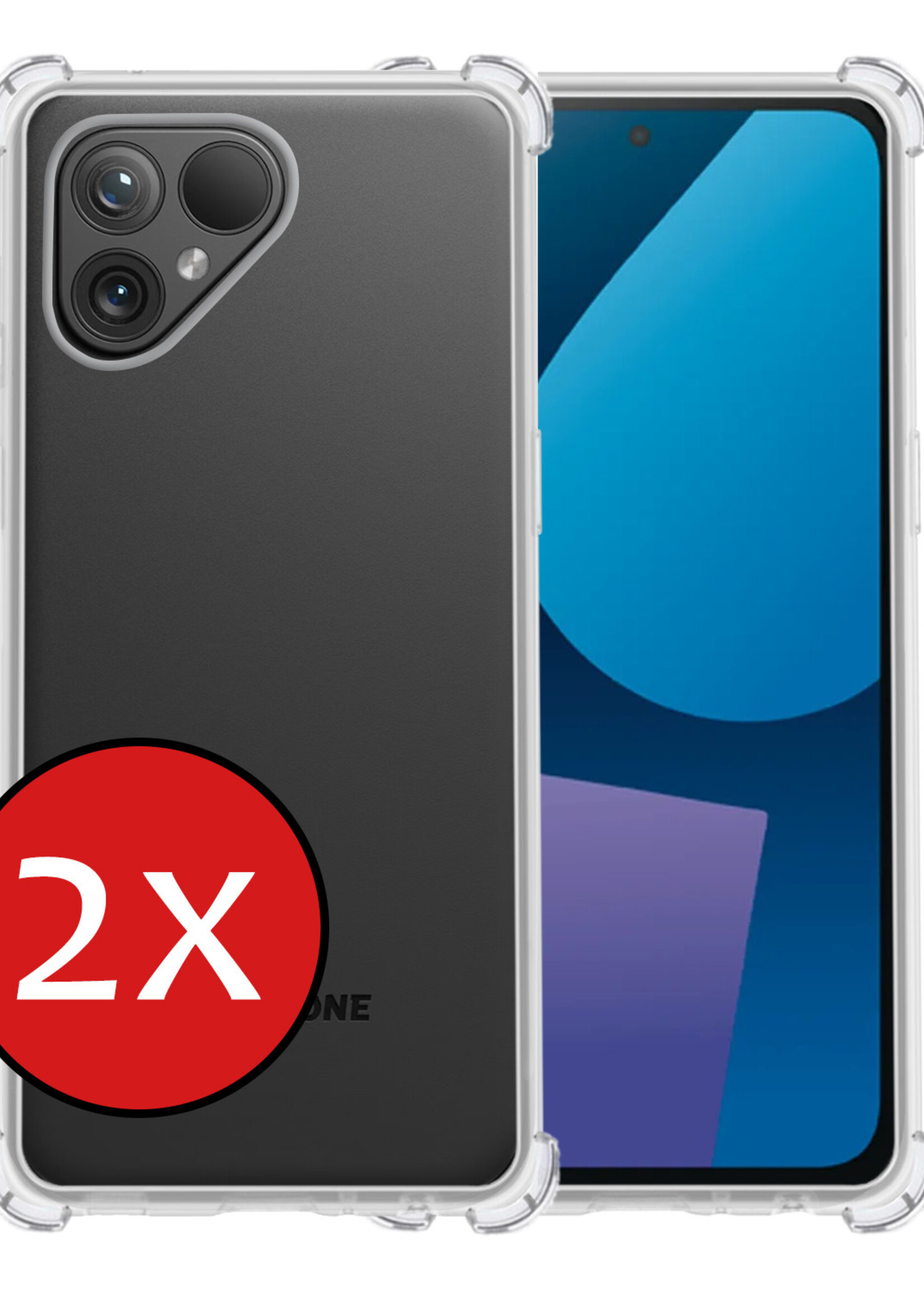 BTH Hoesje Geschikt voor Fairphone 5 Hoesje Siliconen Shock Proof Case Hoes - Hoes Geschikt voor Fairphone 5 Hoes Cover Case Shockproof - Transparant - 2 PACK