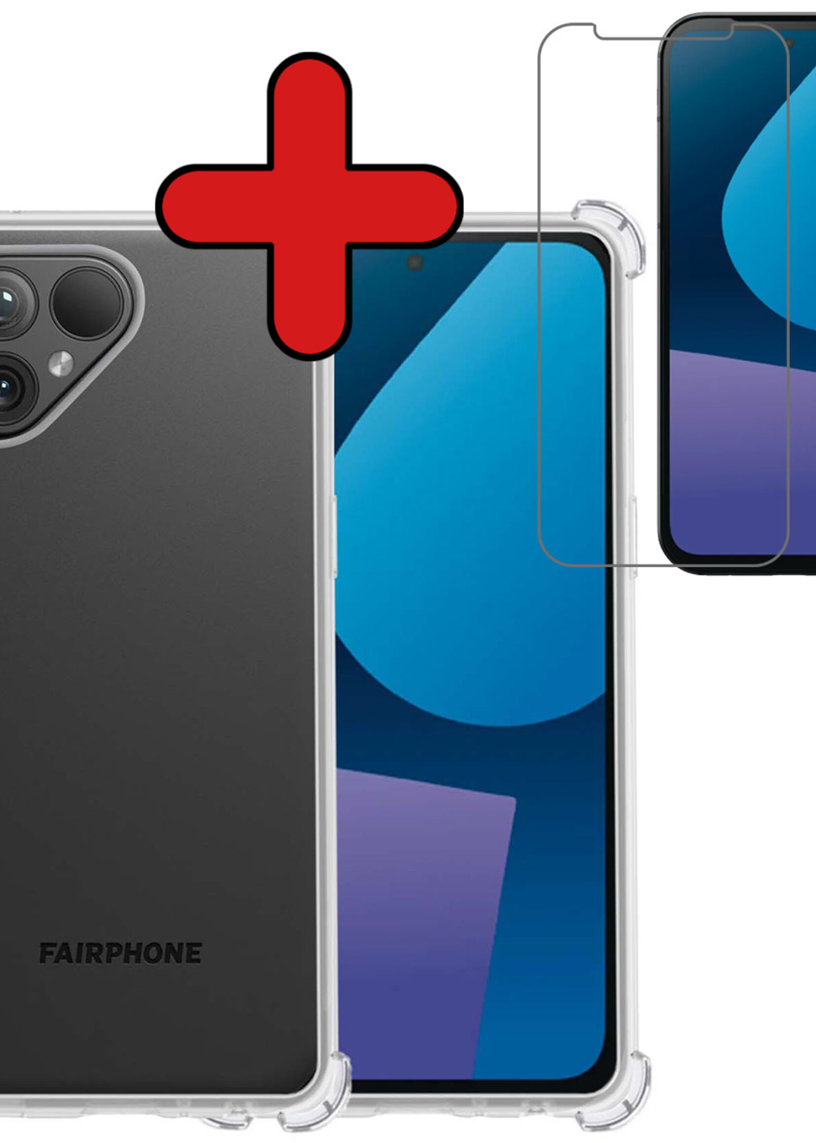 BTH Hoesje Geschikt voor Fairphone 5 Hoesje Siliconen Shock Proof Case Hoes Met Screenprotector - Hoes Geschikt voor Fairphone 5 Hoes Cover Case Shockproof - Transparant