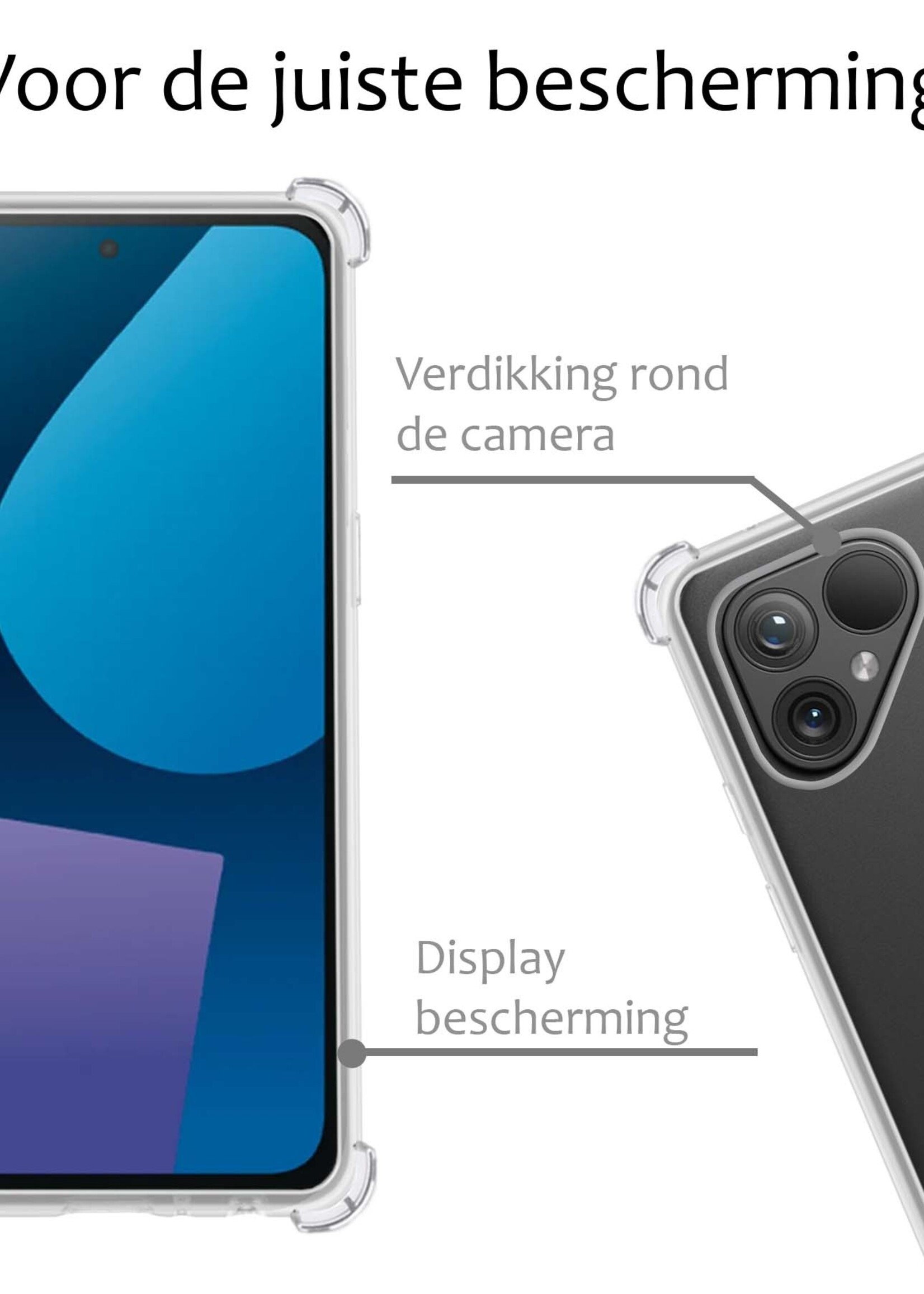 BTH Hoesje Geschikt voor Fairphone 5 Hoesje Siliconen Shock Proof Case Hoes Met Screenprotector - Hoes Geschikt voor Fairphone 5 Hoes Cover Case Shockproof - Transparant