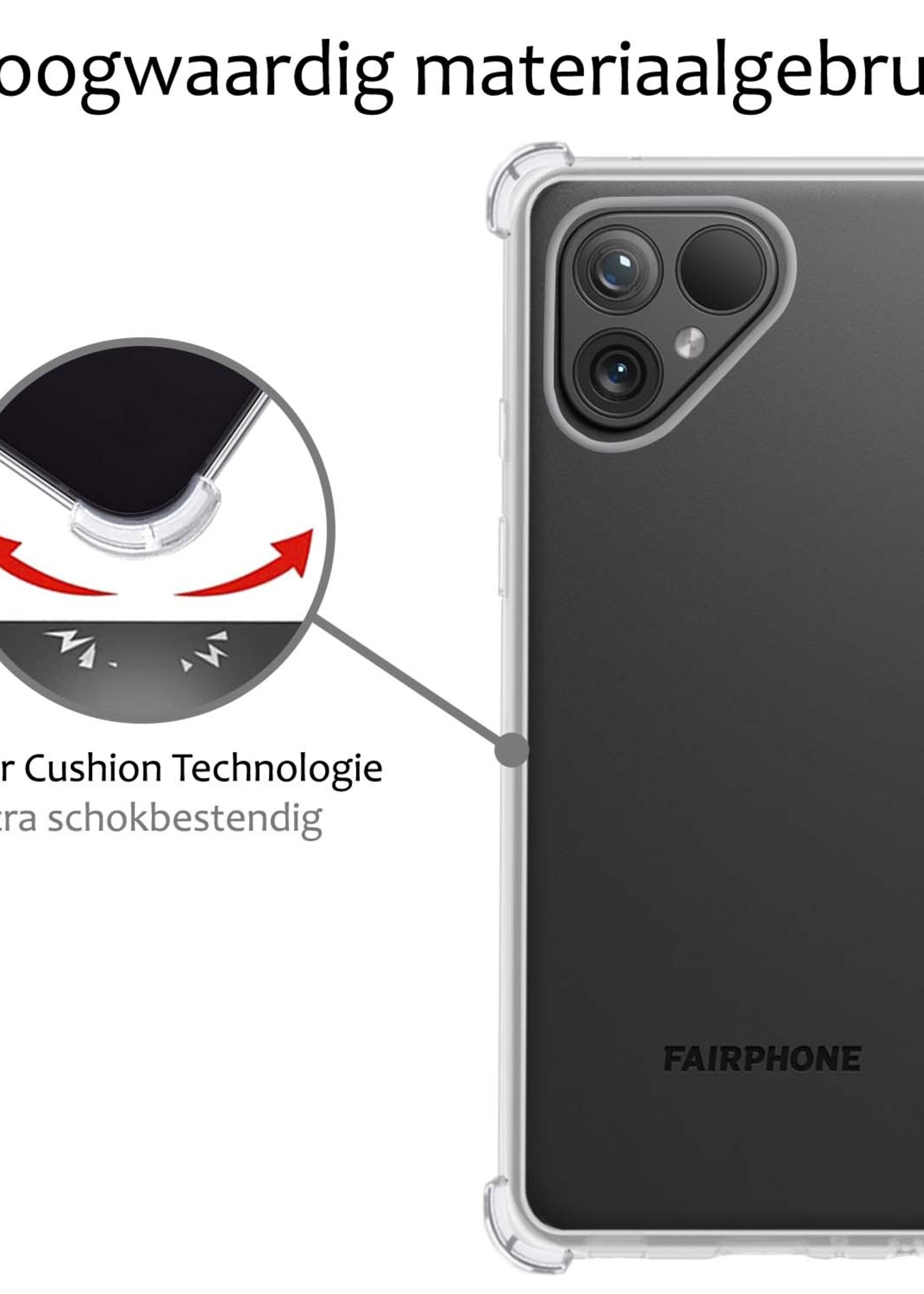 BTH Hoesje Geschikt voor Fairphone 5 Hoesje Siliconen Shock Proof Case Hoes Met Screenprotector - Hoes Geschikt voor Fairphone 5 Hoes Cover Case Shockproof - Transparant
